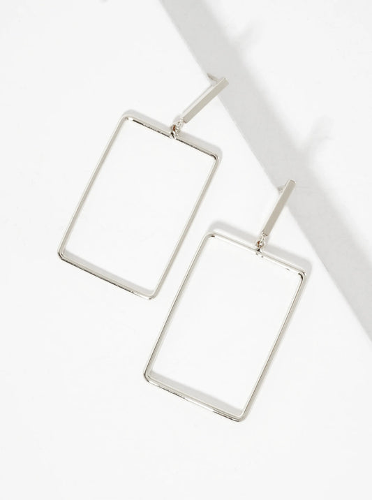 Polished Brass 1-inch Delicate Rectangle Drop 18K-Gold-Dipped Earrings