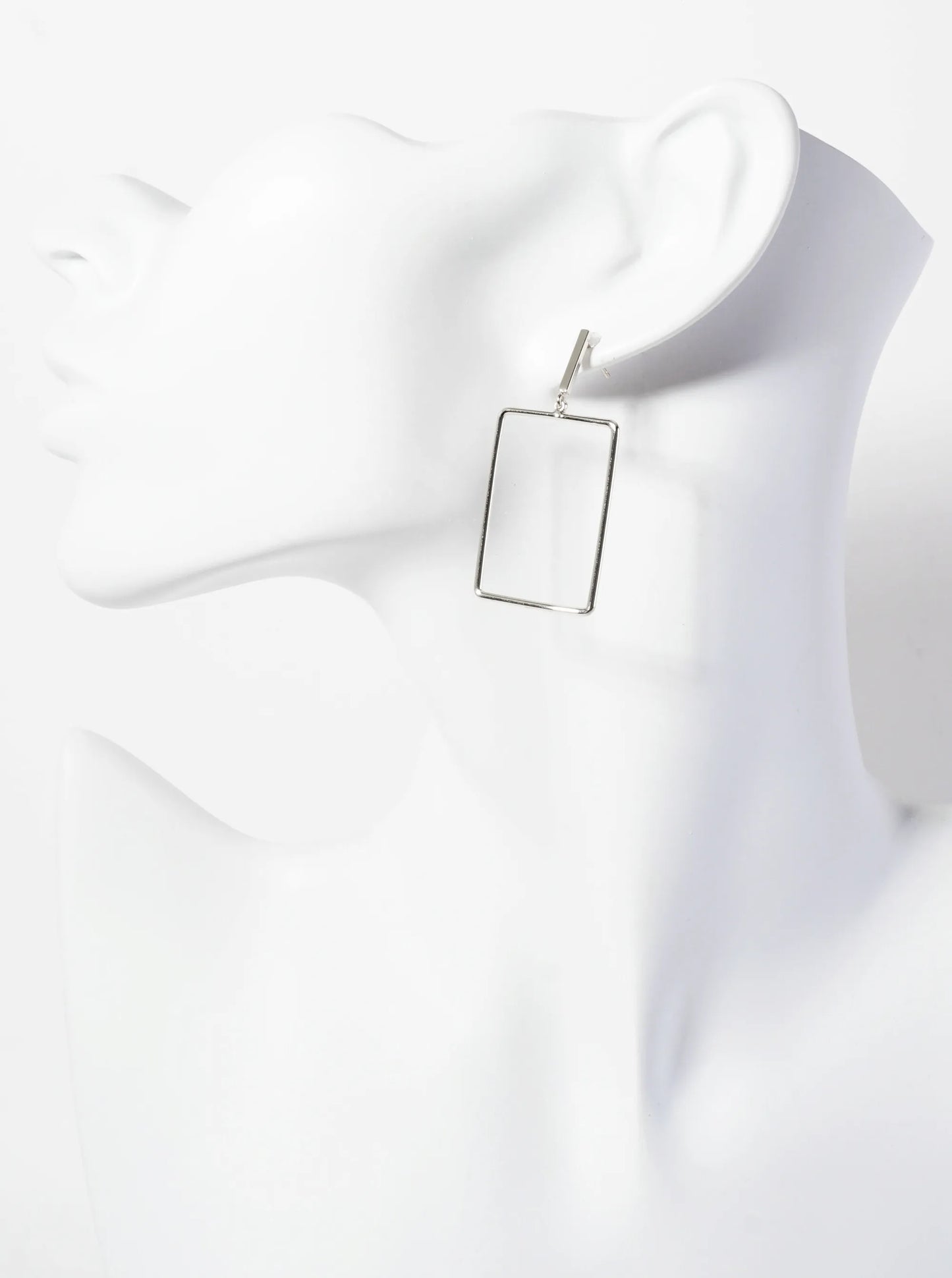 Polished Brass 1-inch Delicate Rectangle Drop 18K-Gold-Dipped Earrings