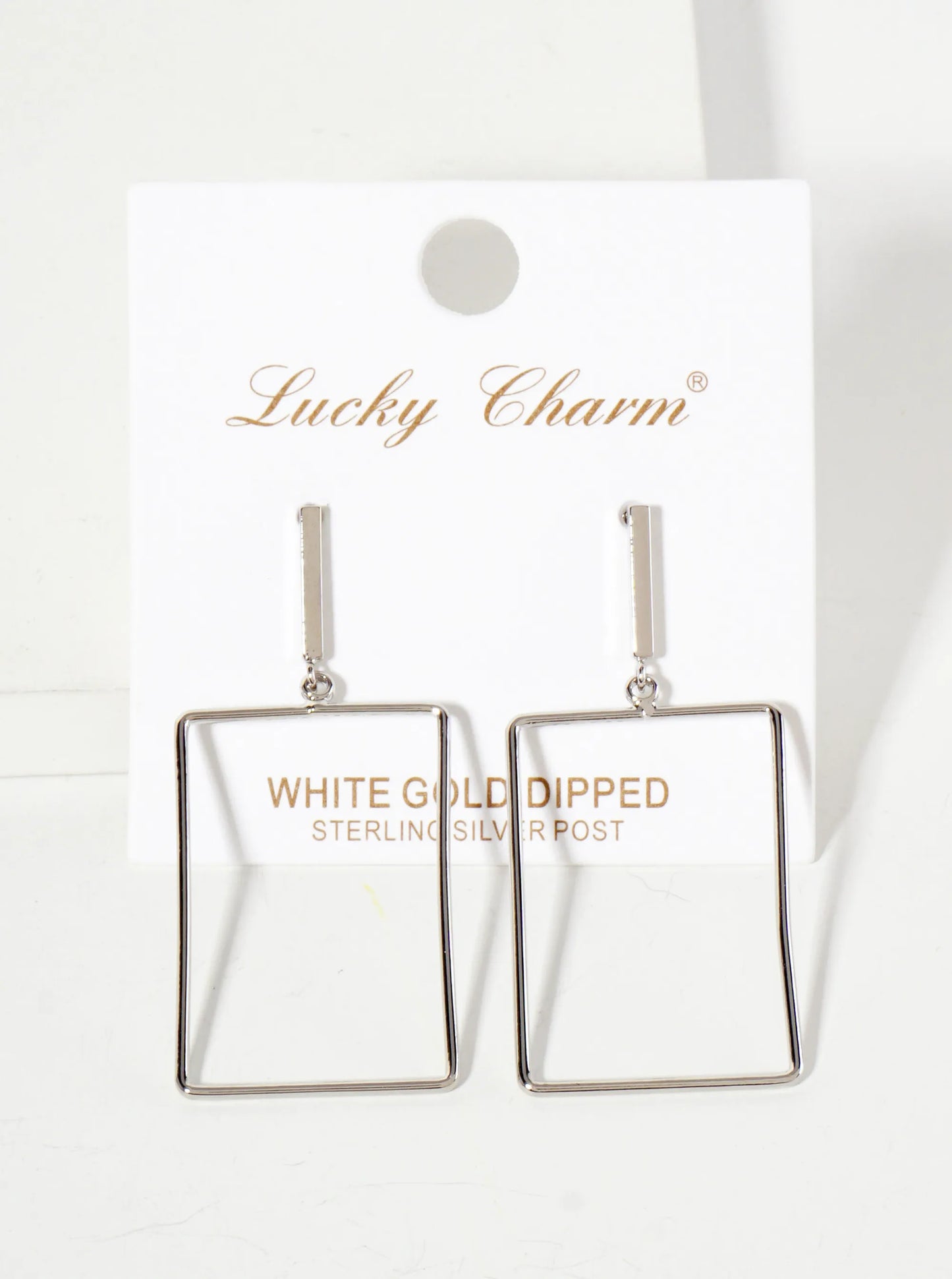 Polished Brass 1-inch Delicate Rectangle Drop 18K-Gold-Dipped Earrings