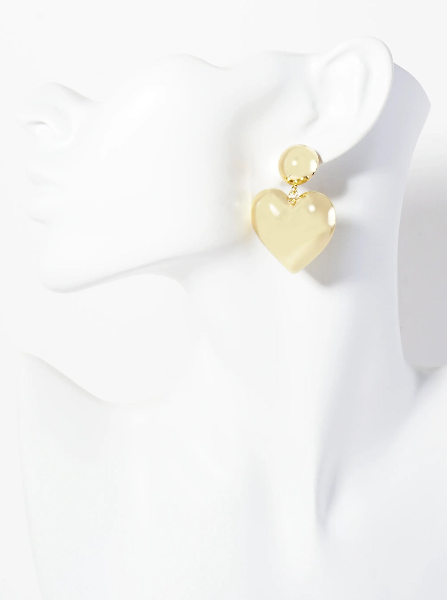 Polished Brass 1-inch Puffy Heart Drop 18K-Gold-Dipped Dangle Earrings