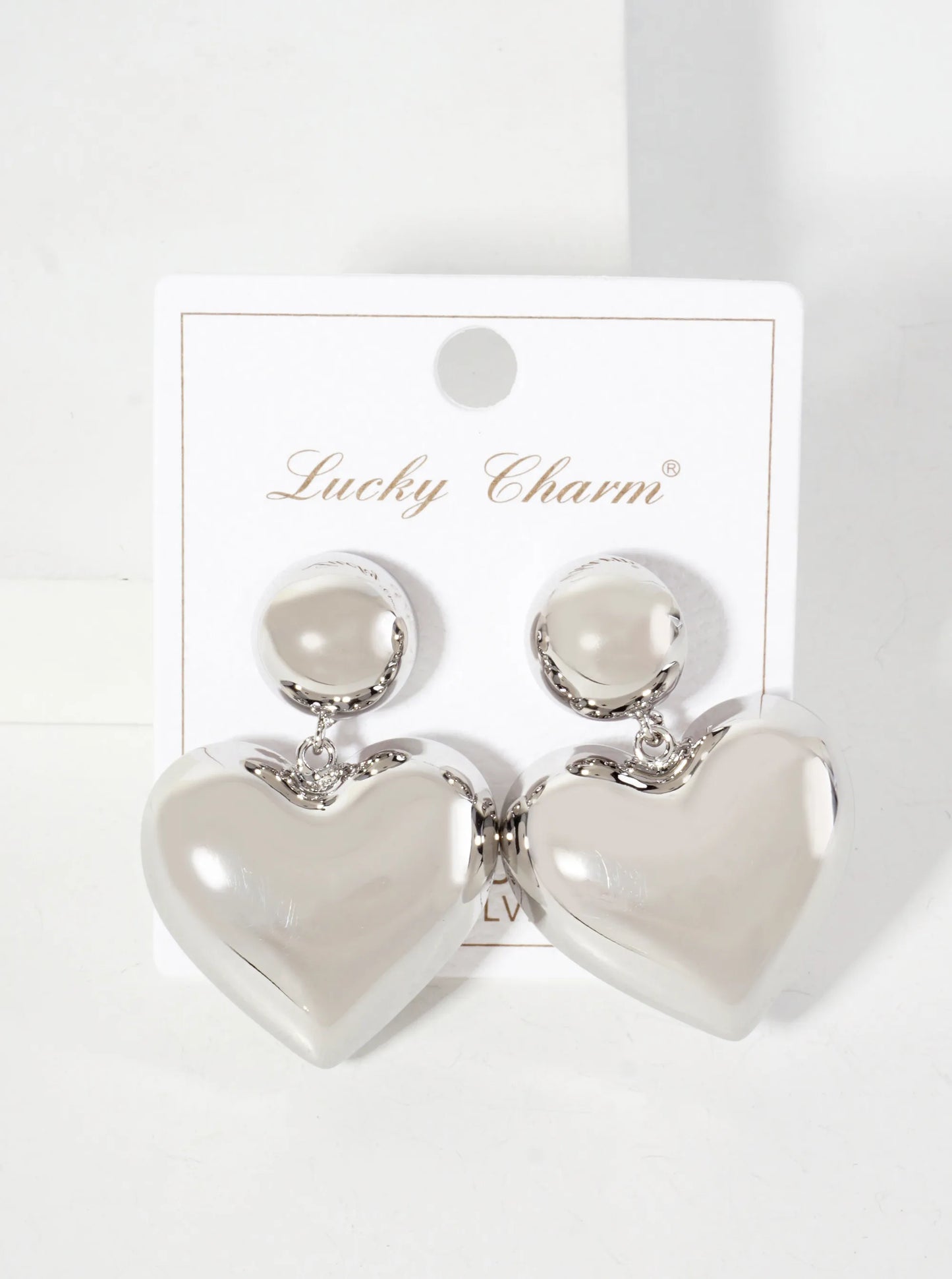 Polished Brass 1-inch Puffy Heart Drop 18K-Gold-Dipped Dangle Earrings