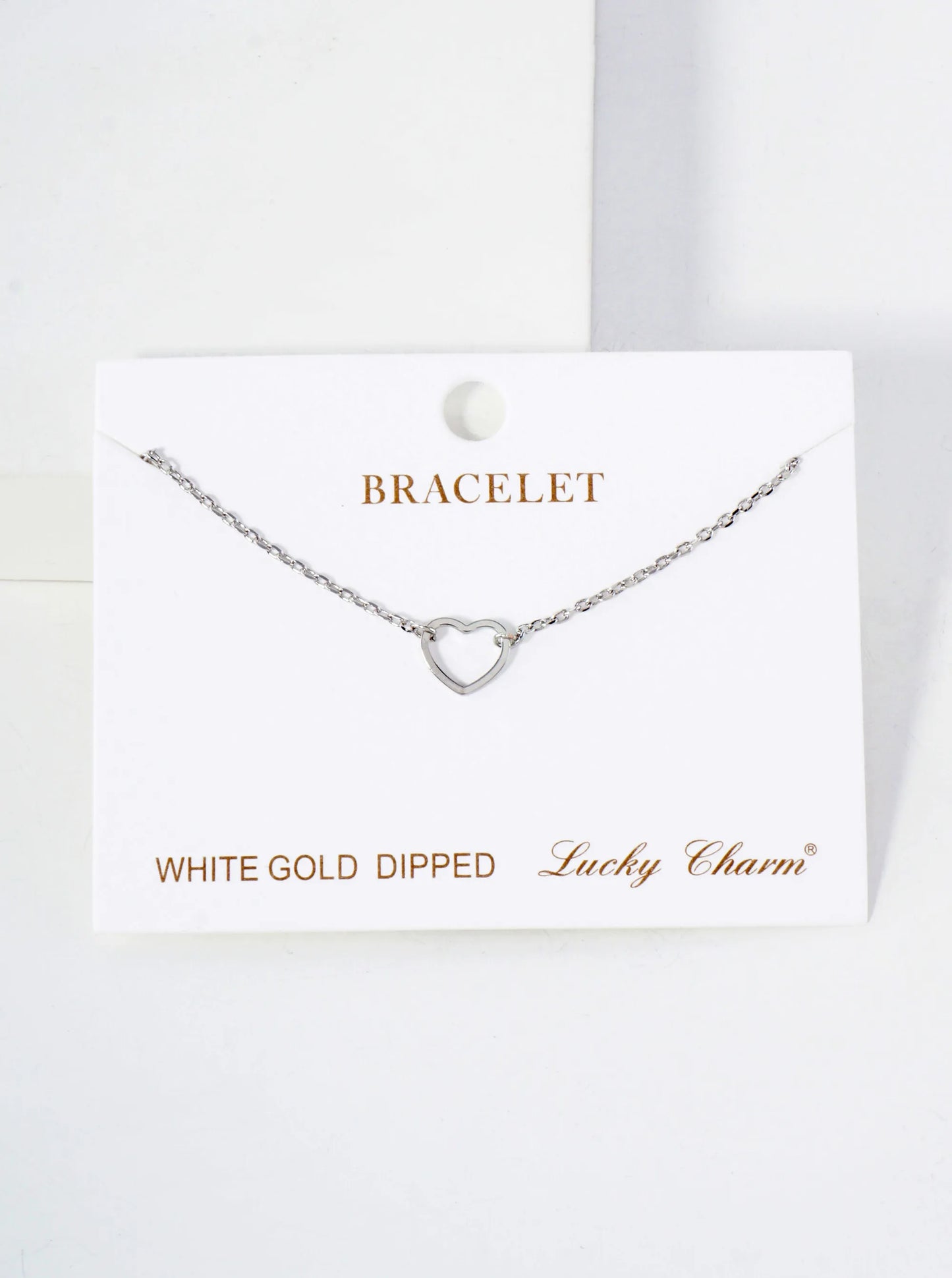 Polished Brass 10mm Cutout Heart Accents 18K-Gold-Dipped Chain Bracelet