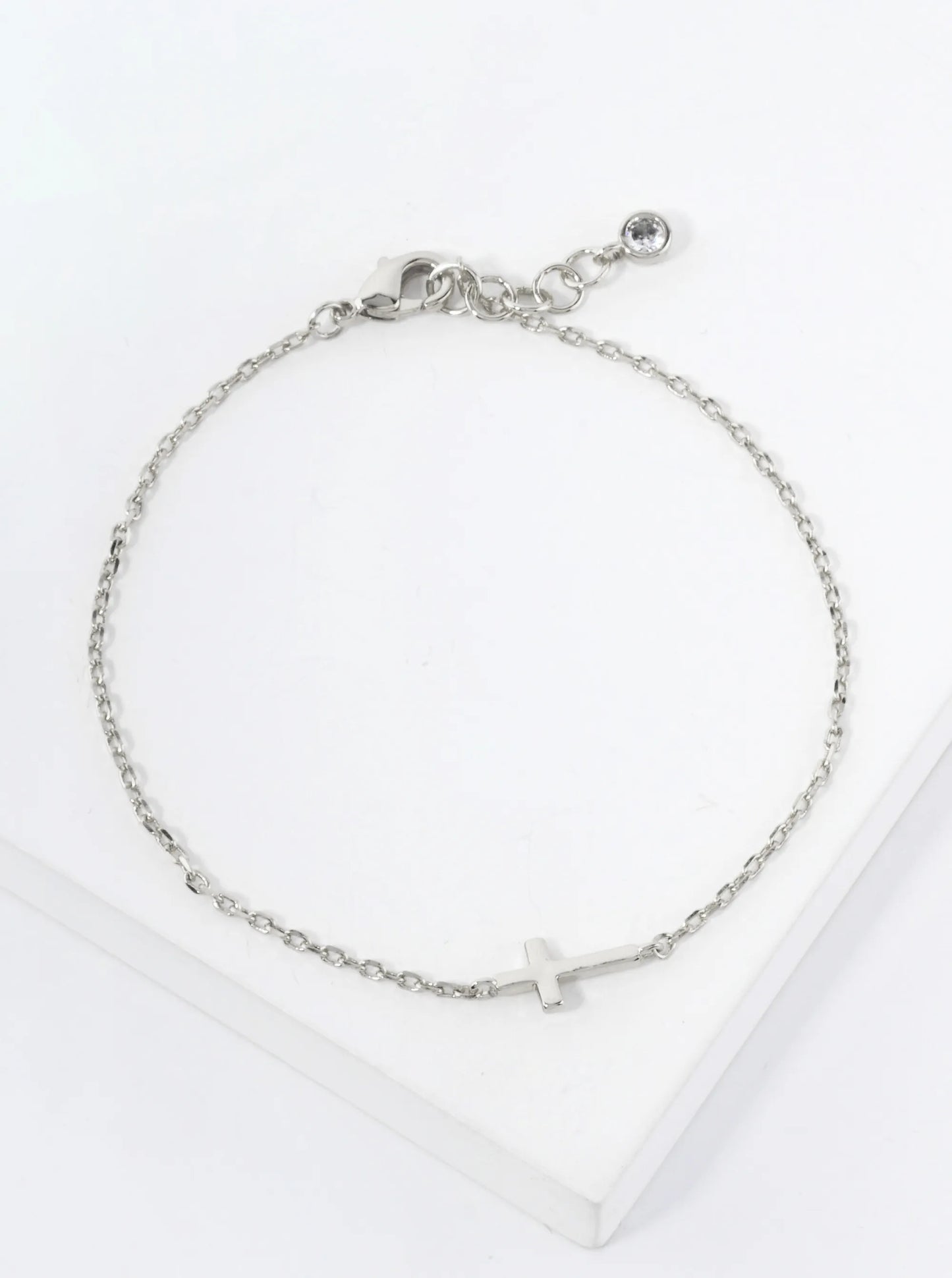 Polished Brass 10mm Sideways Cross Accents 18K-Gold-Dipped Chain Bracelet