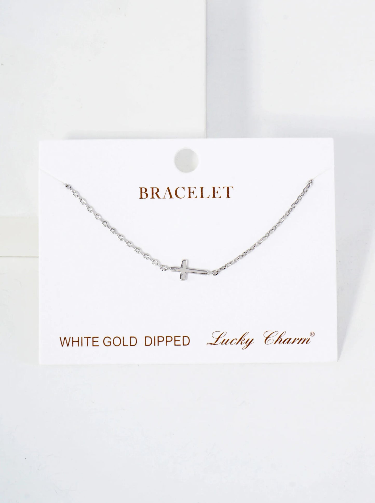Polished Brass 10mm Sideways Cross Accents 18K-Gold-Dipped Chain Bracelet