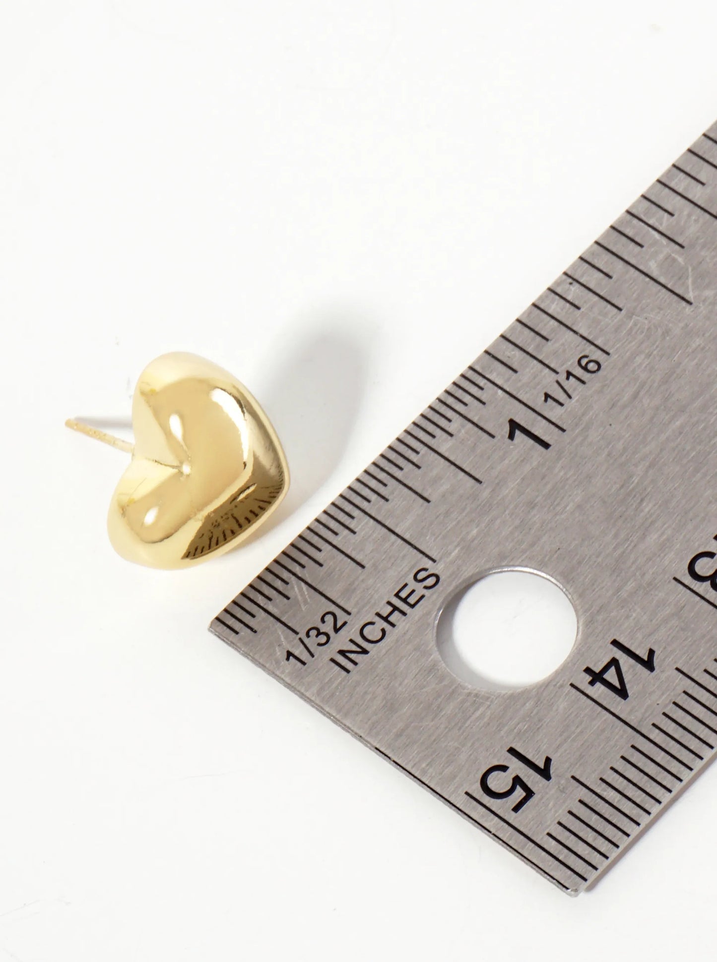 Polished Brass 11mm Heart-Shaped 18K-Gold-Dipped Stud Earrings
