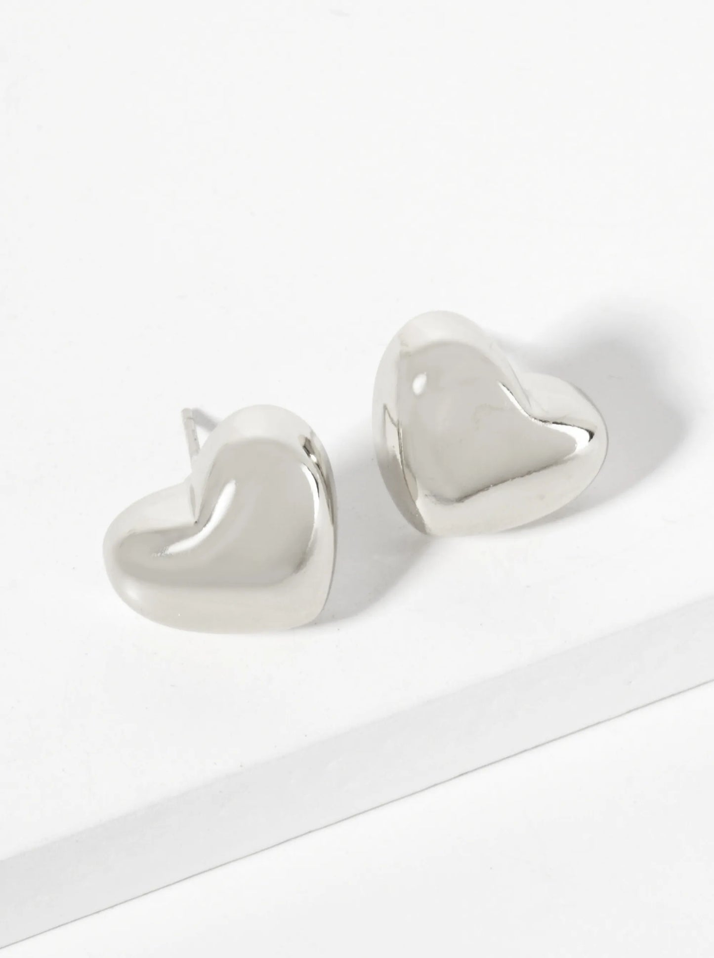 Polished Brass 11mm Heart-Shaped 18K-Gold-Dipped Stud Earrings