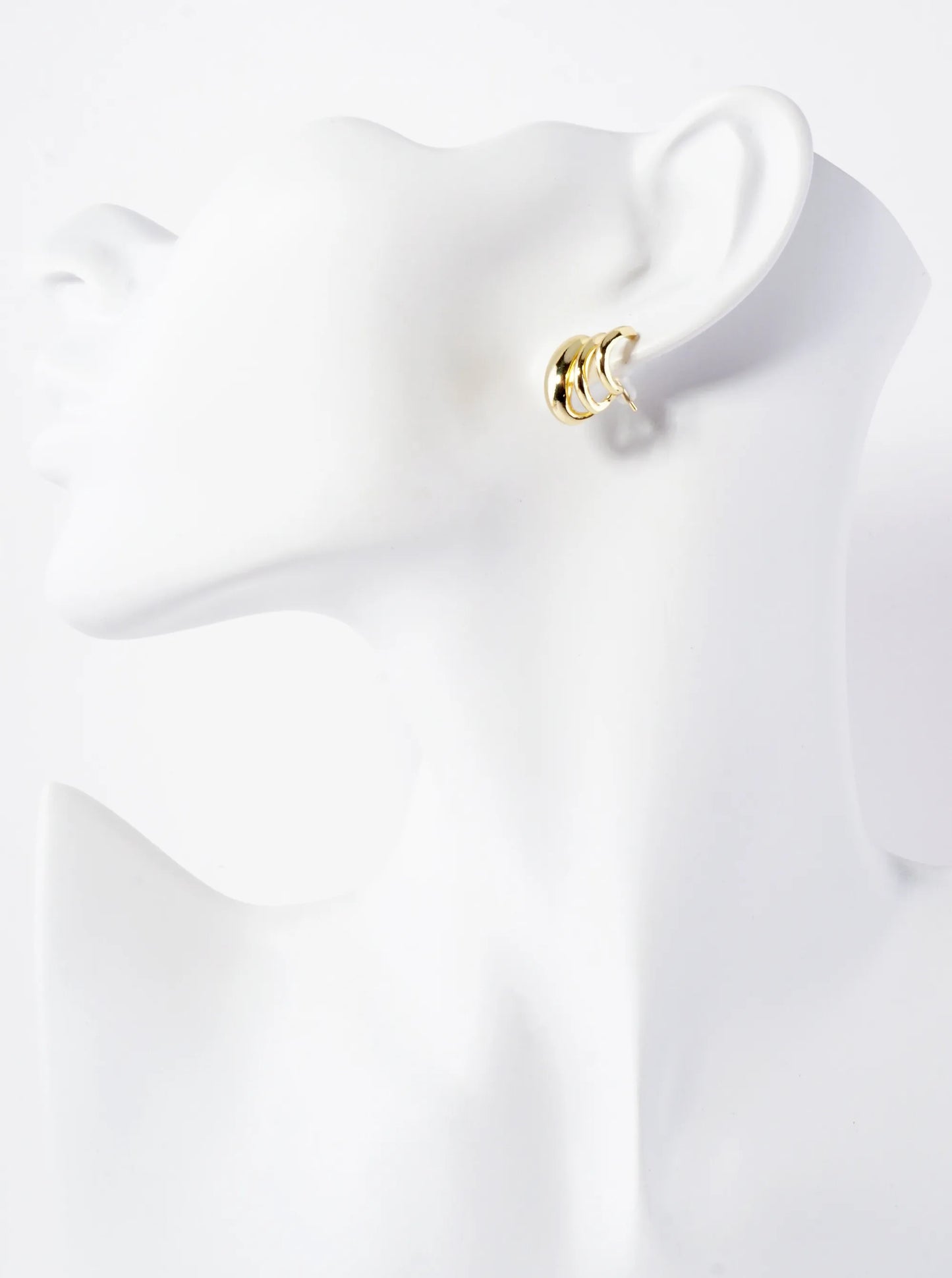 Polished Brass 14K-Gold-Dipped Claw Open-Huggie Hoop Earrings