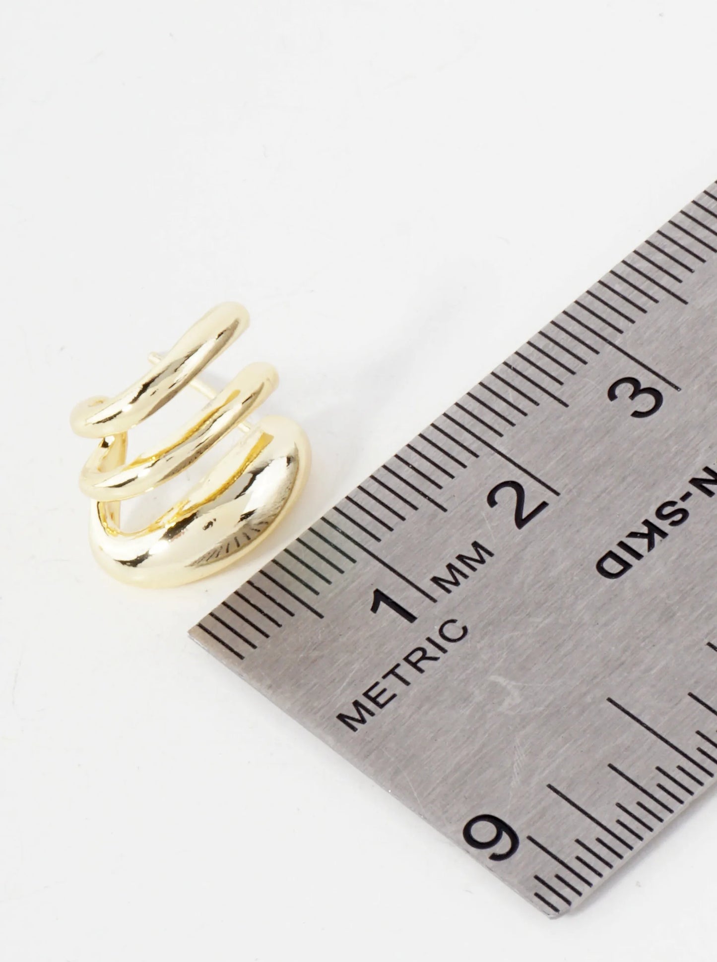 Polished Brass 14K-Gold-Dipped Claw Open-Huggie Hoop Earrings