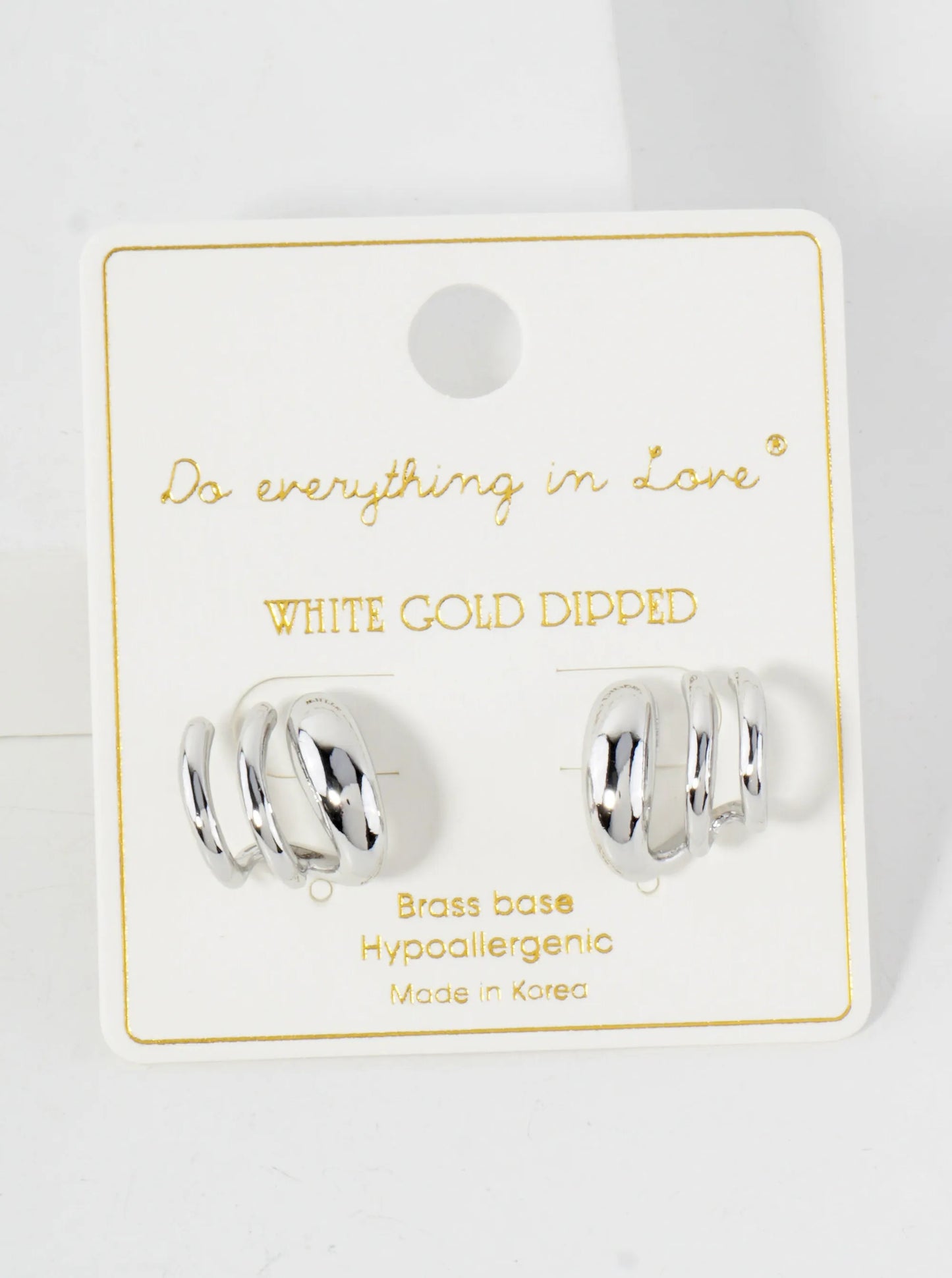 Polished Brass 14K-Gold-Dipped Claw Open-Huggie Hoop Earrings
