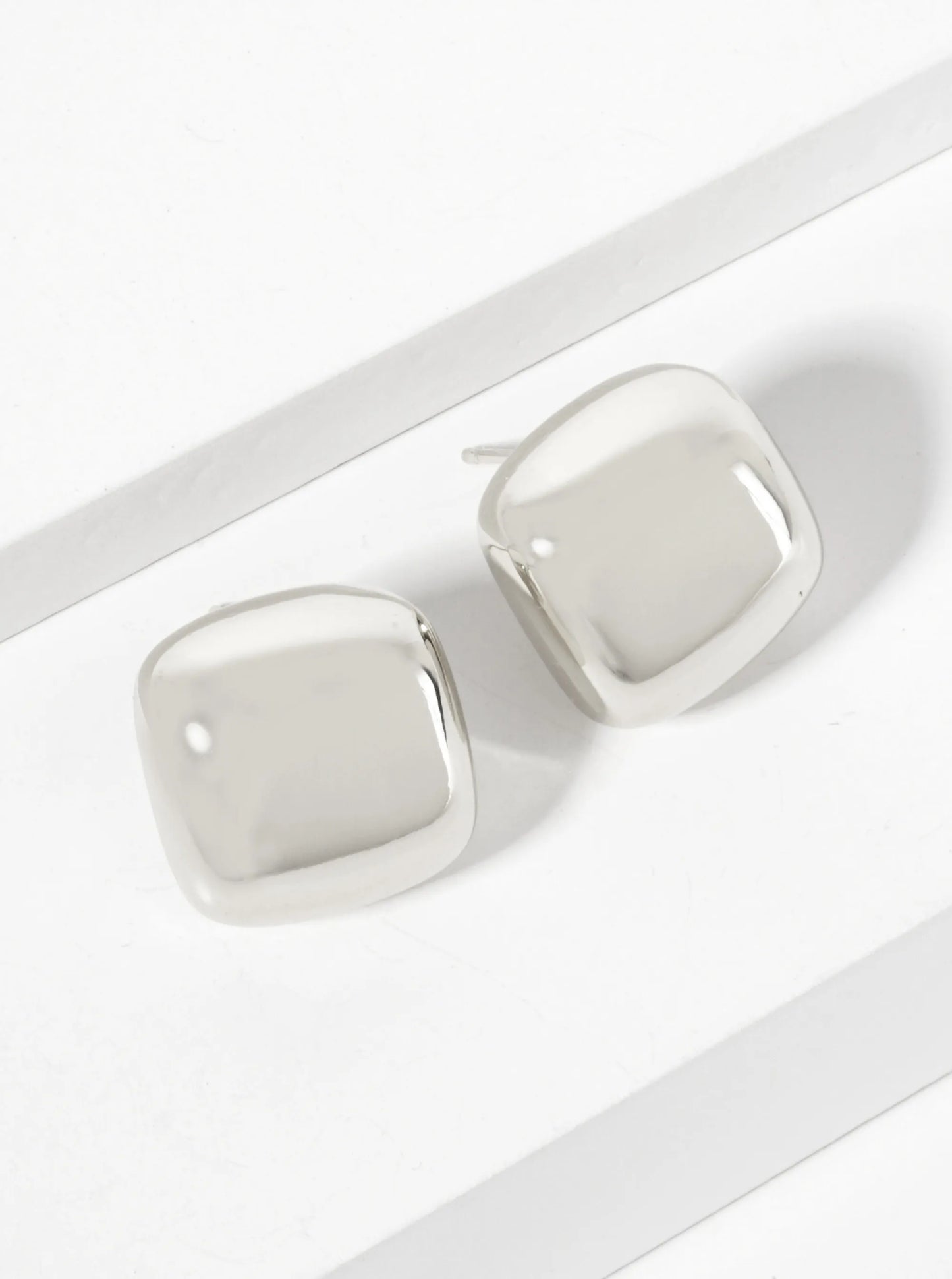 Polished Brass 16mm Square-Shaped 18K-Gold-Dipped Stud Earrings
