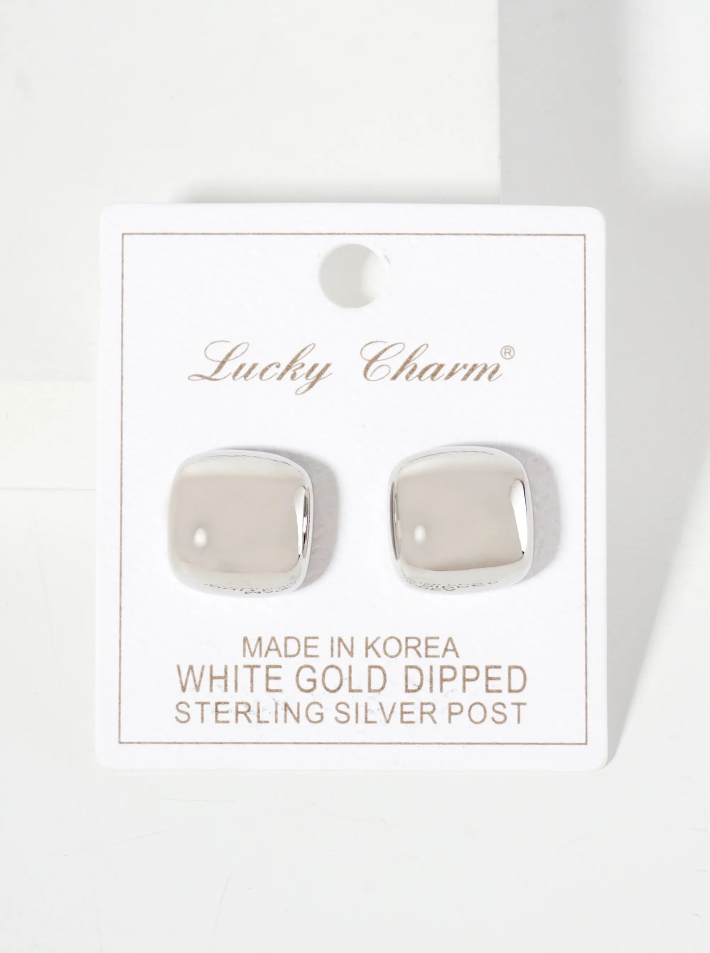 Polished Brass 16mm Square-Shaped 18K-Gold-Dipped Stud Earrings