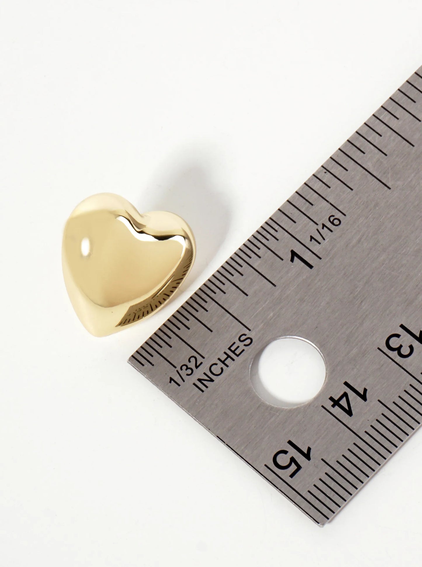 Polished Brass 17mm Heart-Shaped 18K-Gold-Dipped Stud Earrings