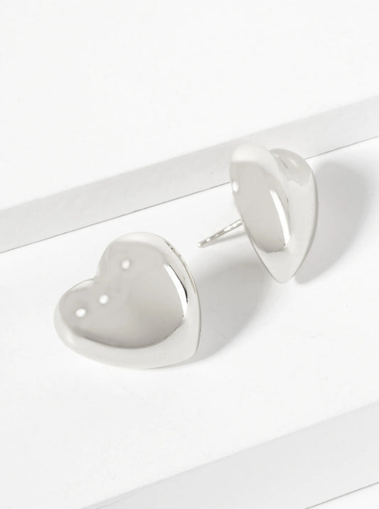 Polished Brass 17mm Heart-Shaped 18K-Gold-Dipped Stud Earrings