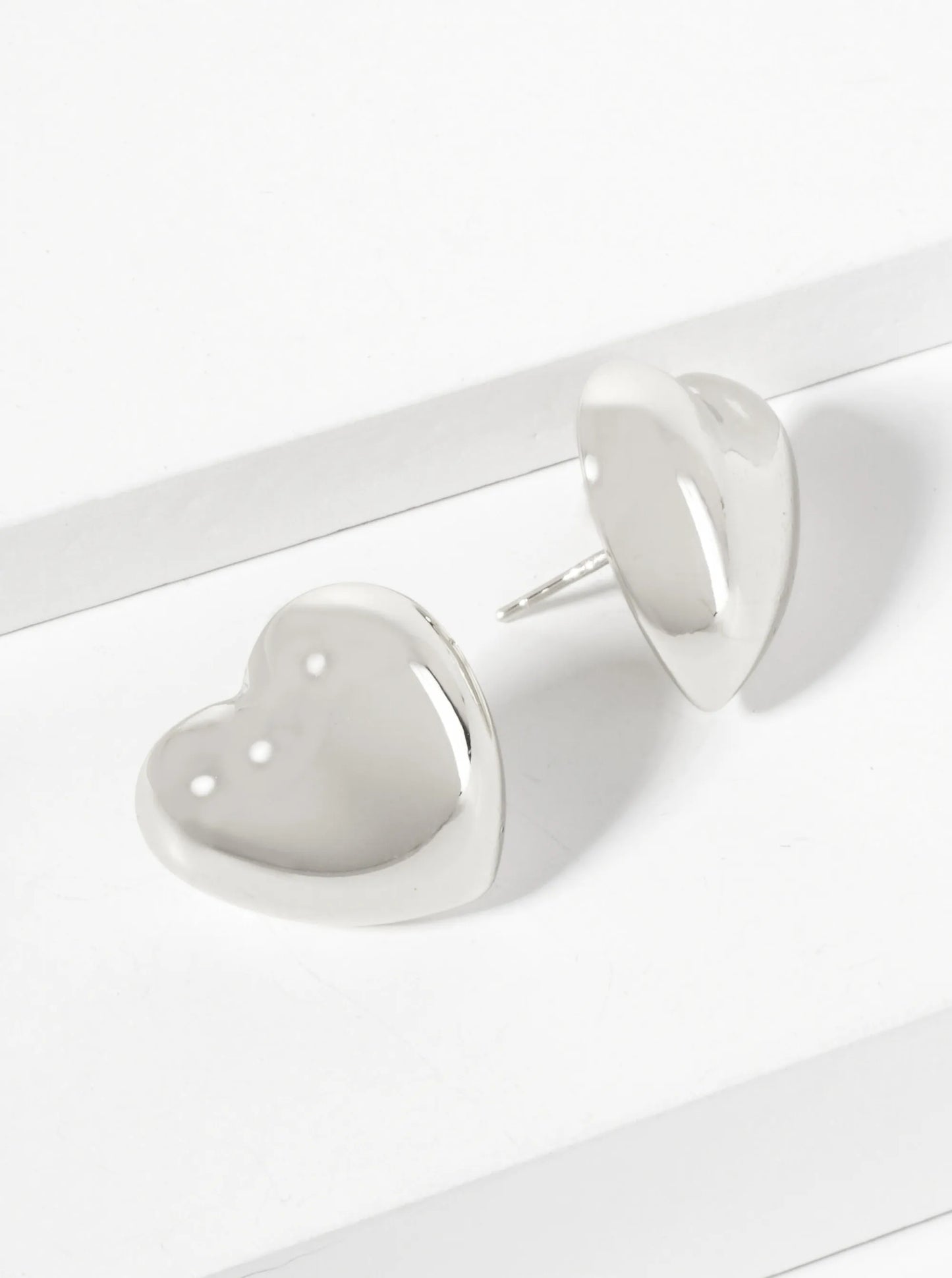 Polished Brass 17mm Heart-Shaped 18K-Gold-Dipped Stud Earrings