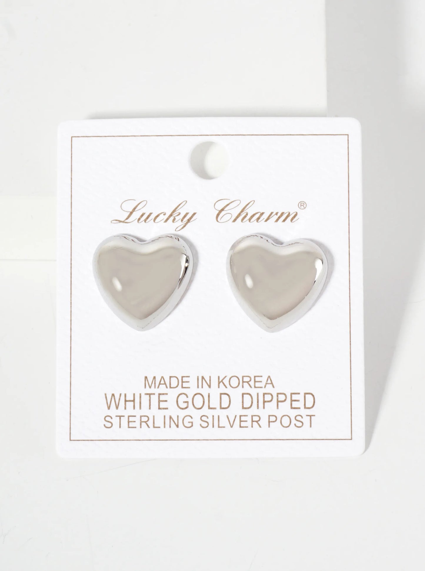 Polished Brass 17mm Heart-Shaped 18K-Gold-Dipped Stud Earrings