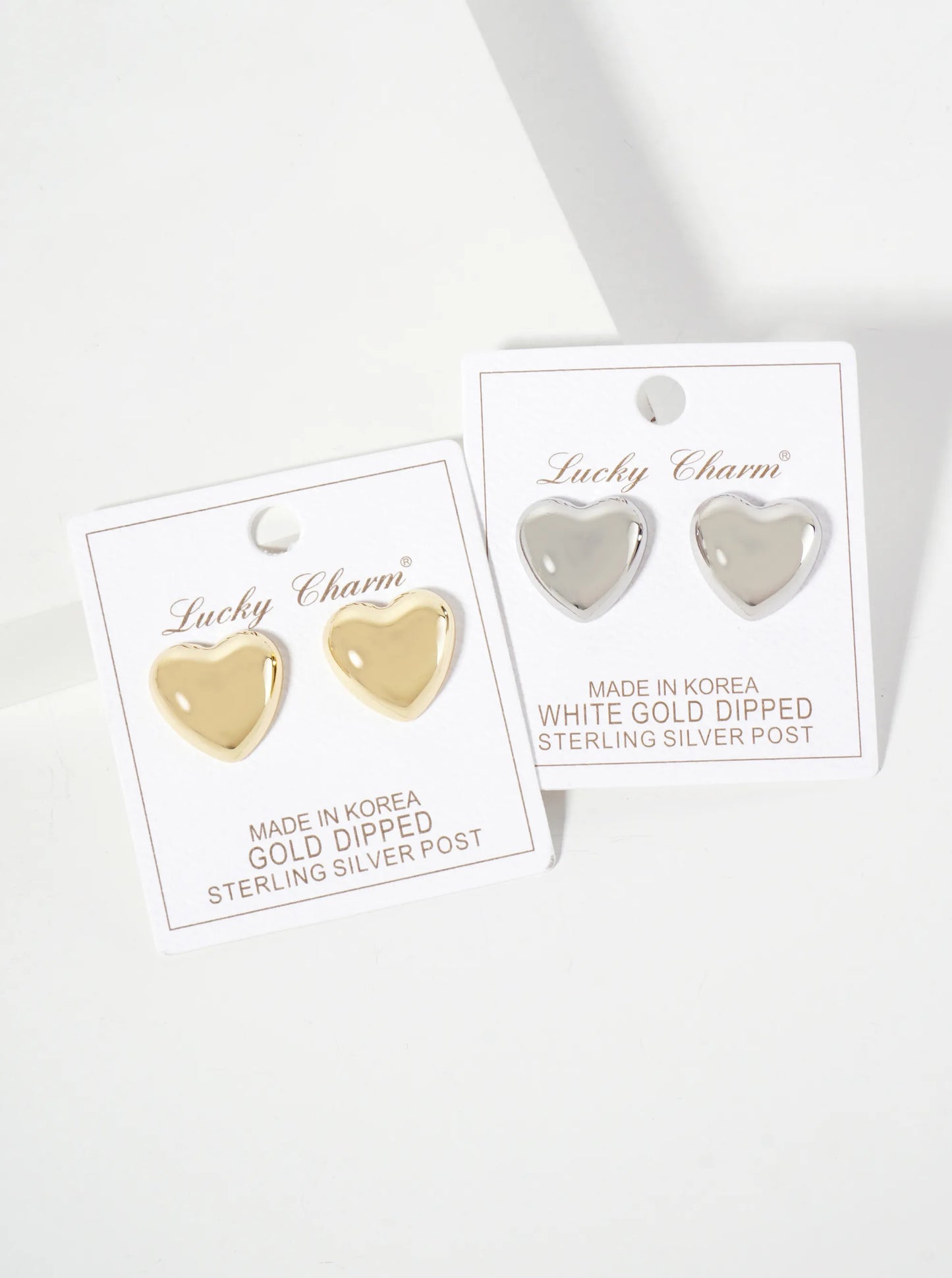 Polished Brass 17mm Heart-Shaped 18K-Gold-Dipped Stud Earrings
