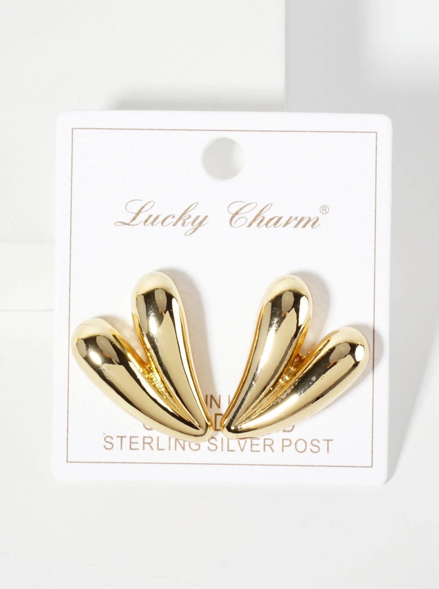 Polished Brass 18K-Gold-Dipped 1-inch Heart Post Earrings