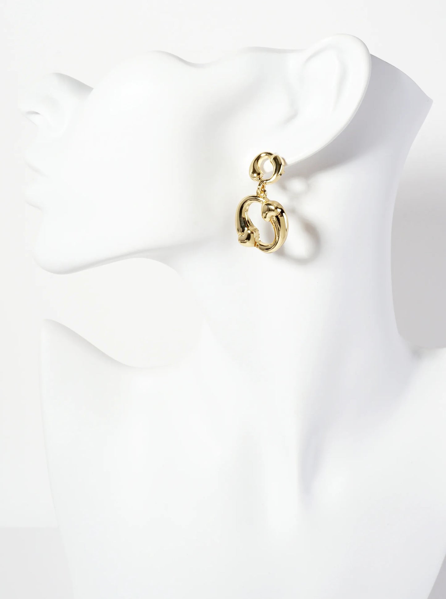 Polished Brass 18K-Gold-Dipped Heart Accent Circle Drop Earrings