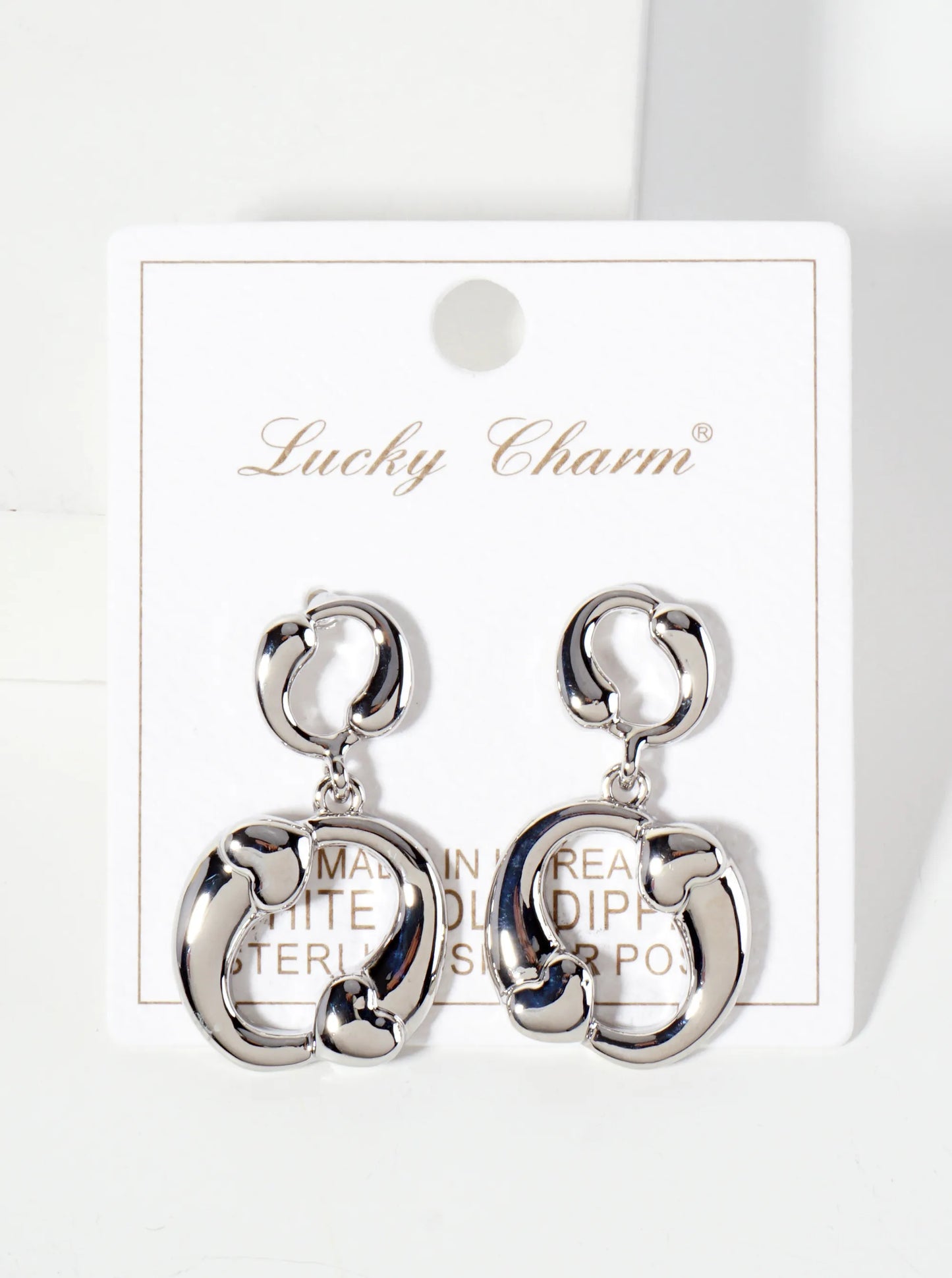 Polished Brass 18K-Gold-Dipped Heart Accent Circle Drop Earrings