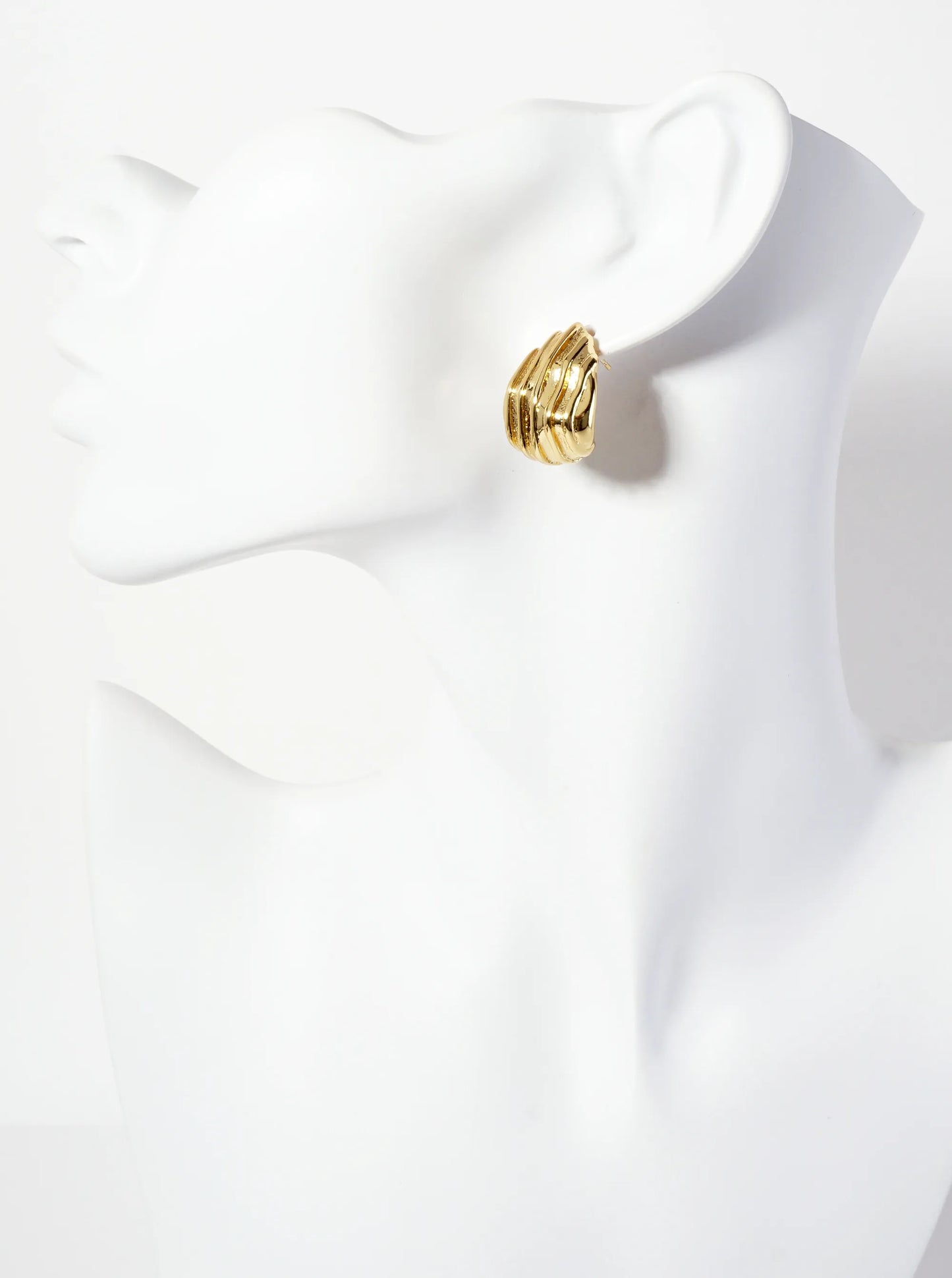 Polished Brass 18K-Gold-Dipped Lined Soft-Curve Teardrop Post Earrings