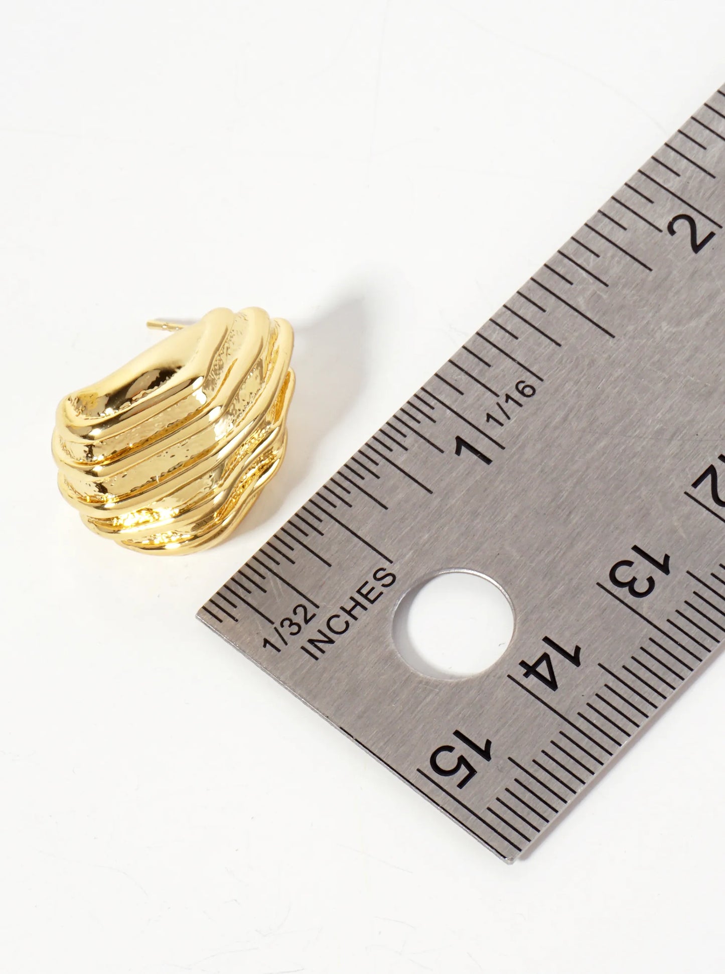 Polished Brass 18K-Gold-Dipped Lined Soft-Curve Teardrop Post Earrings