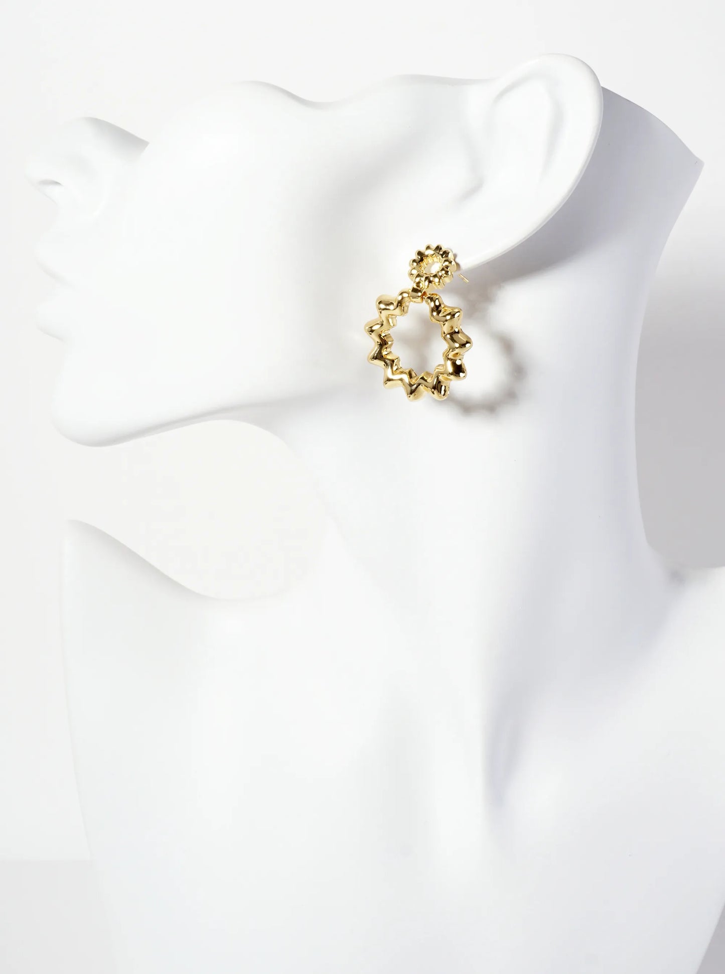 Polished Brass 18K-Gold-Dipped Ripple Wiggle Earrings