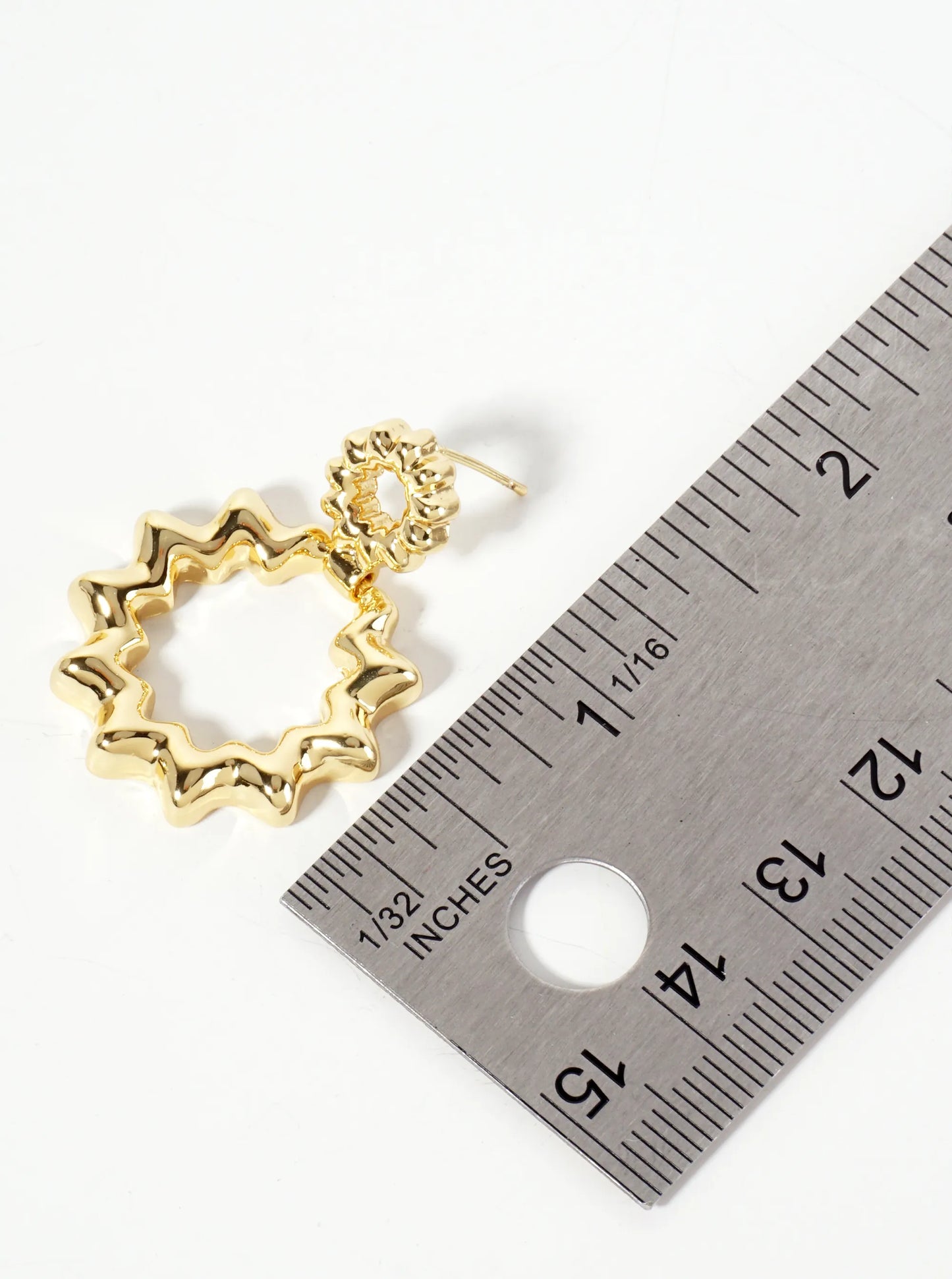 Polished Brass 18K-Gold-Dipped Ripple Wiggle Earrings