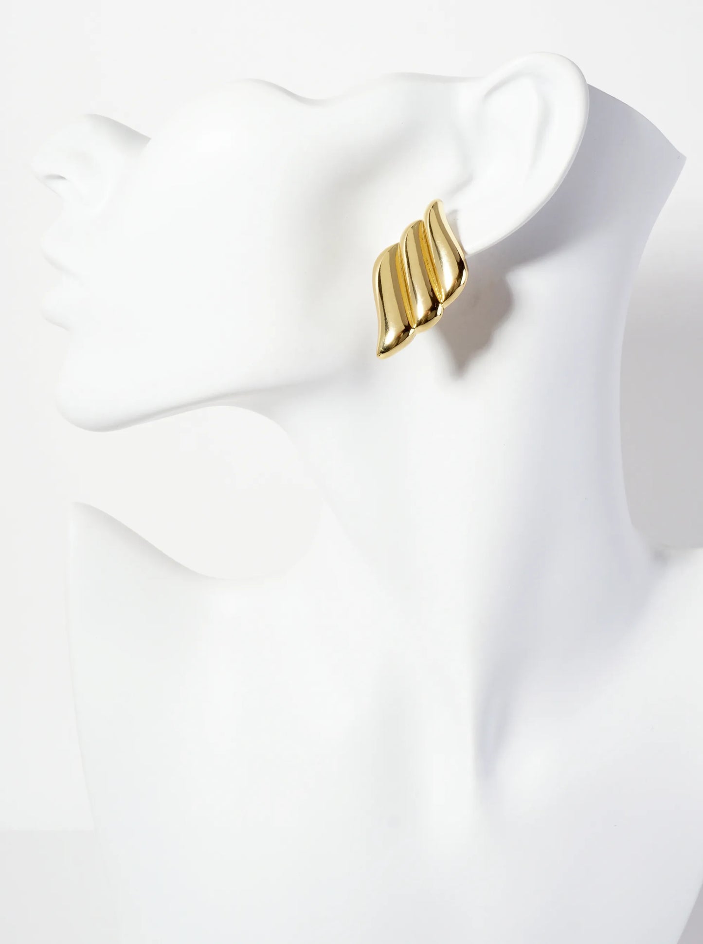 Polished Brass 18K-Gold-Dipped Sculpted Wavy Rhombus Post Earrings