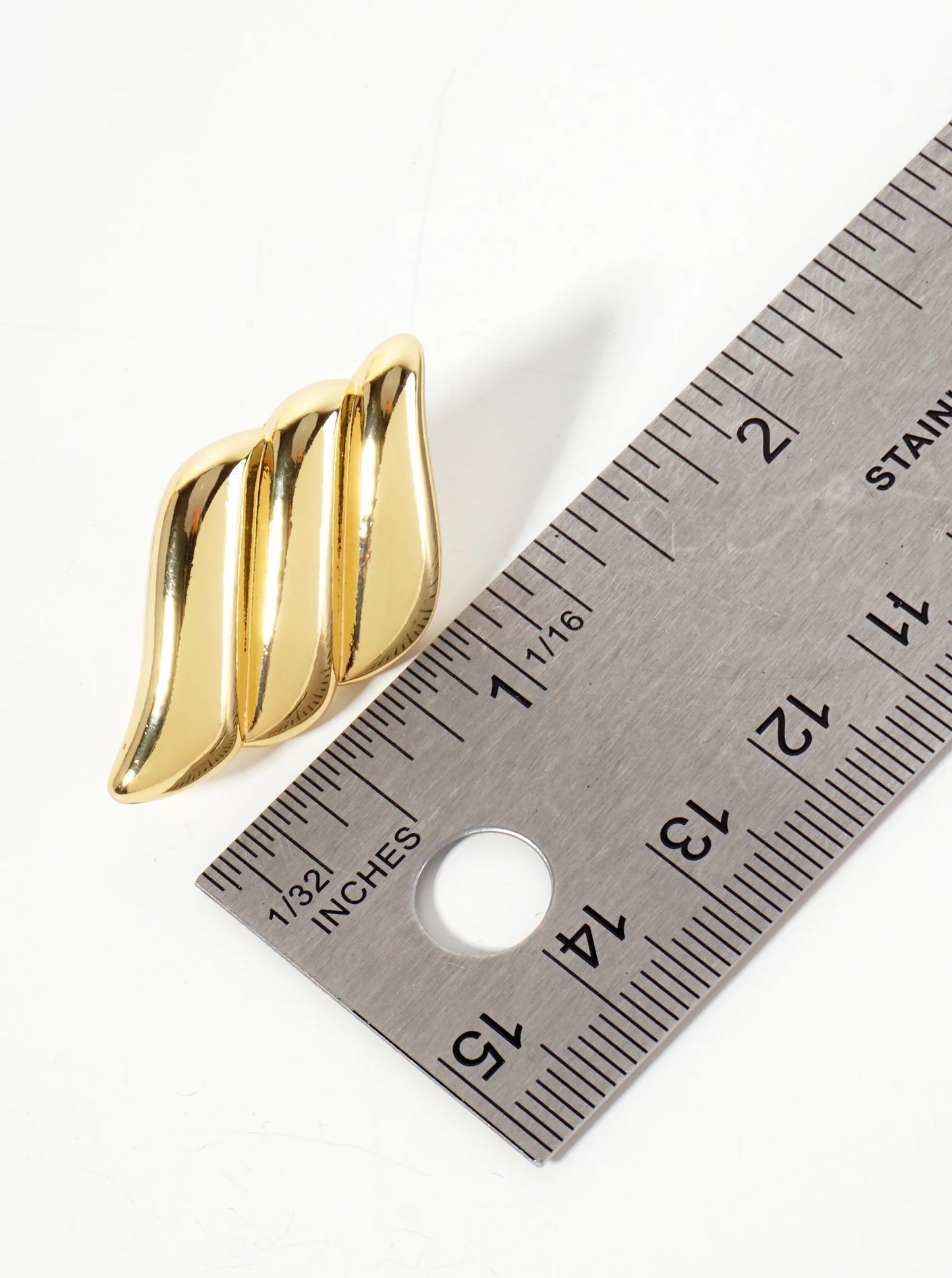 Polished Brass 18K-Gold-Dipped Sculpted Wavy Rhombus Post Earrings