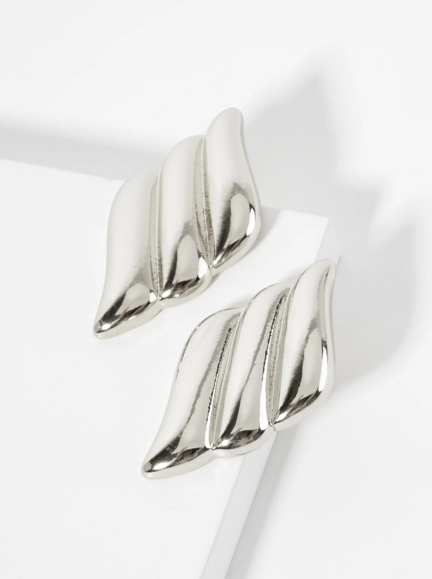 Polished Brass 18K-Gold-Dipped Sculpted Wavy Rhombus Post Earrings