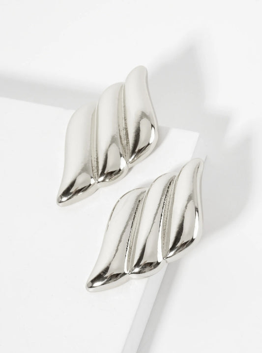 Polished Brass 18K-Gold-Dipped Sculpted Wavy Rhombus Post Earrings