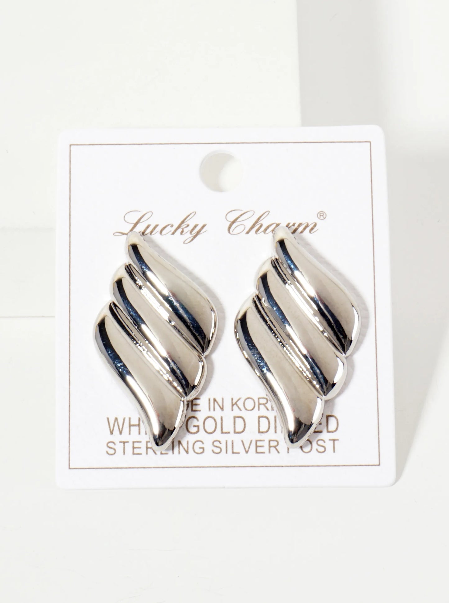 Polished Brass 18K-Gold-Dipped Sculpted Wavy Rhombus Post Earrings
