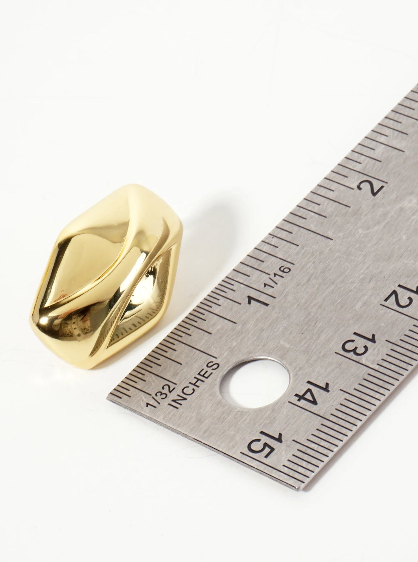 Polished Brass 18K-Gold-Dipped Soft-Curve Lined Hexagon Stud Earrings