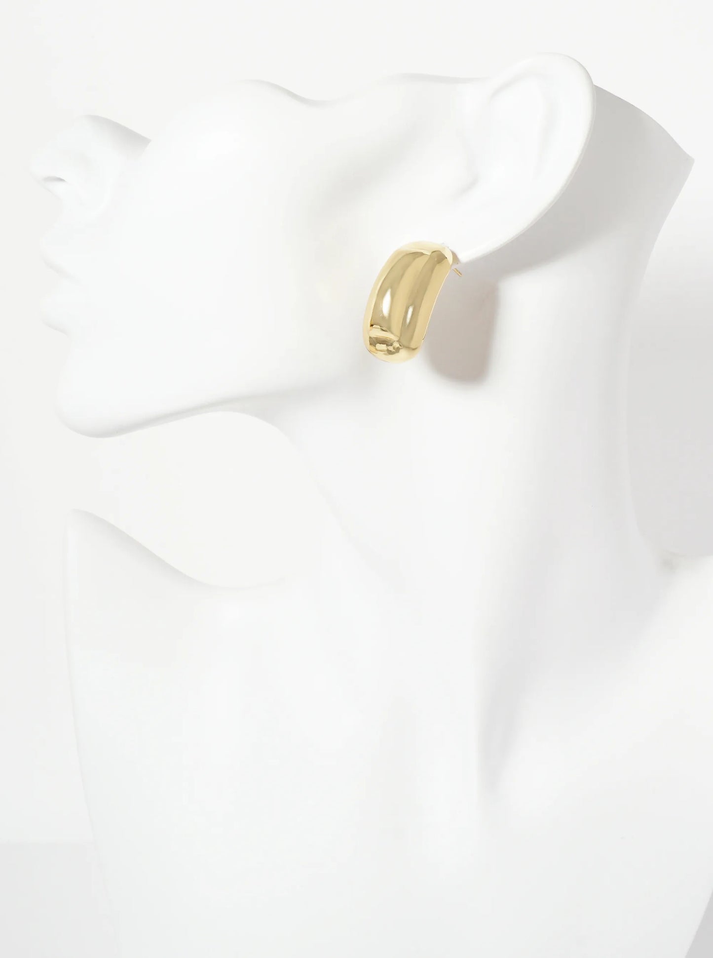 Polished Brass 18K-Gold-Dipped Soft-Curve Rectangle Post Earrings