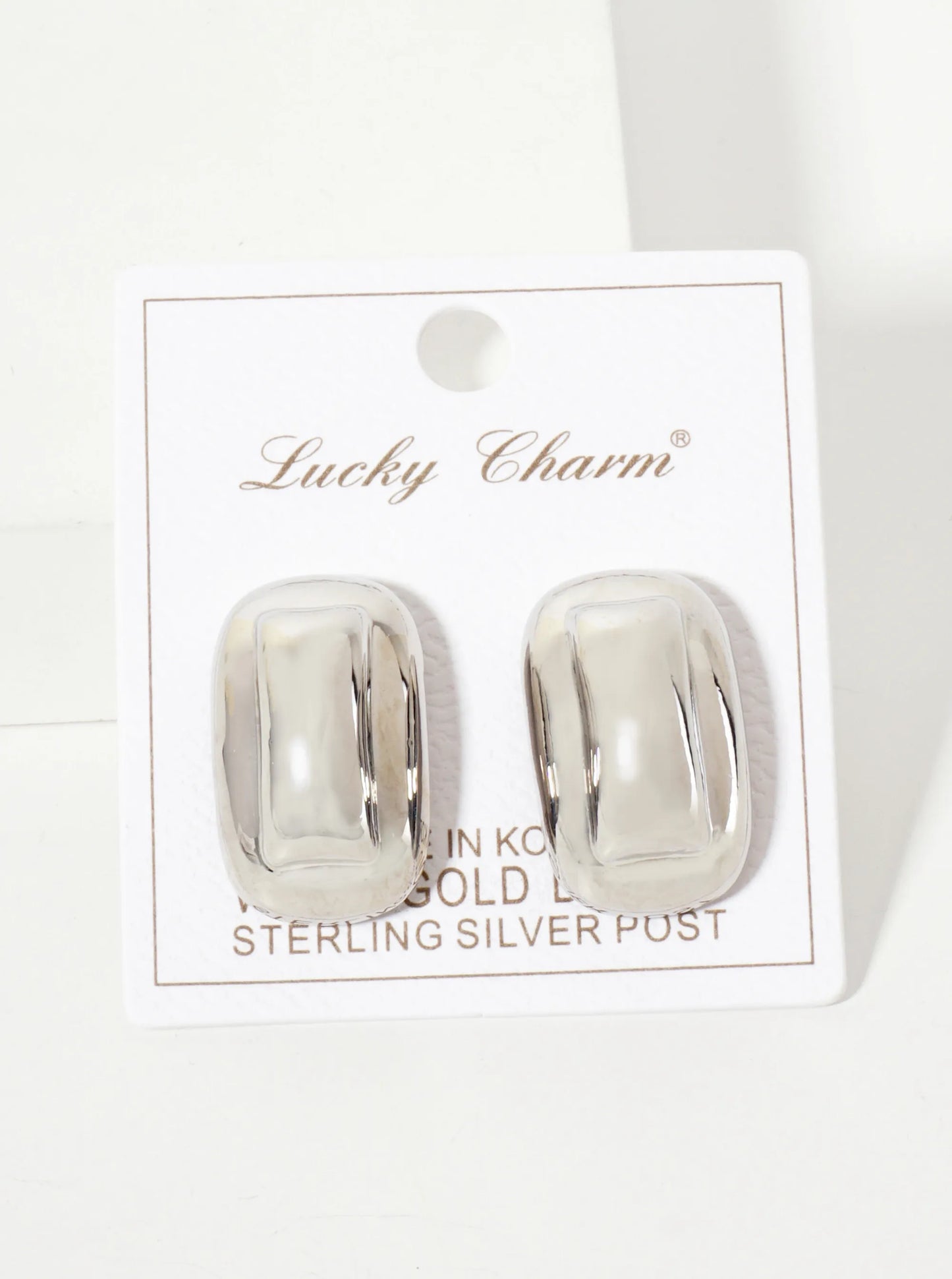 Polished Brass 18K-Gold-Dipped Soft-Curve Rectangle Post Earrings