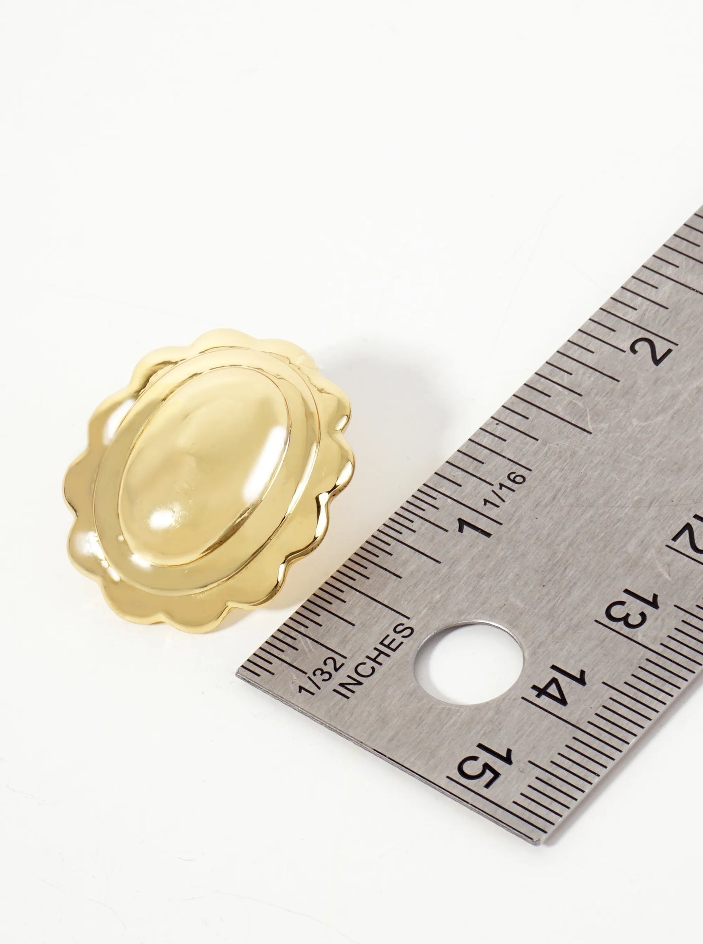 Polished Brass 18K-Gold-Dipped Soft-Curve Wavy Oval Stud Earrings