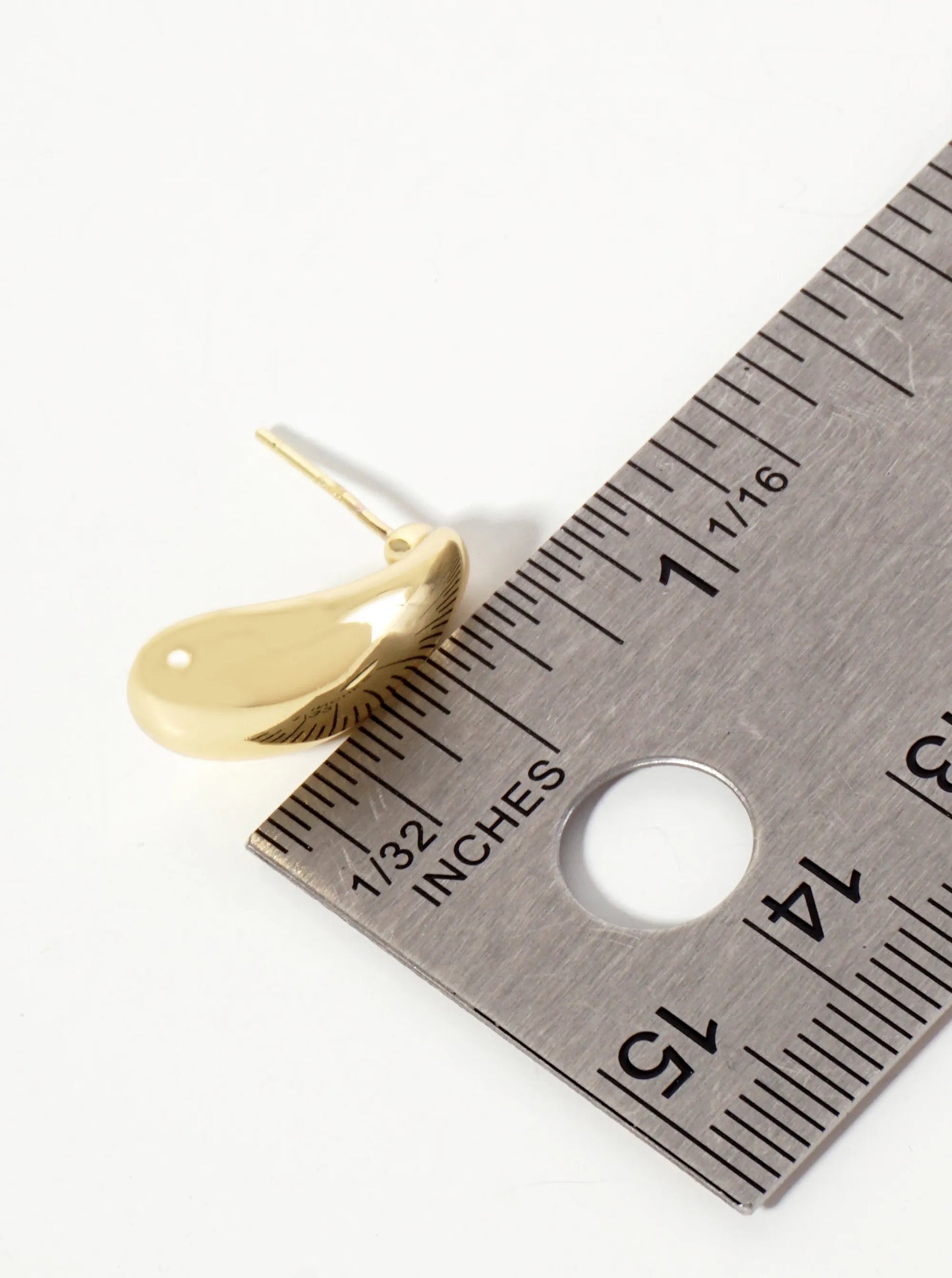Polished Brass 18mm Teardrop-Shaped 18K-Gold-Dipped Stud Earrings