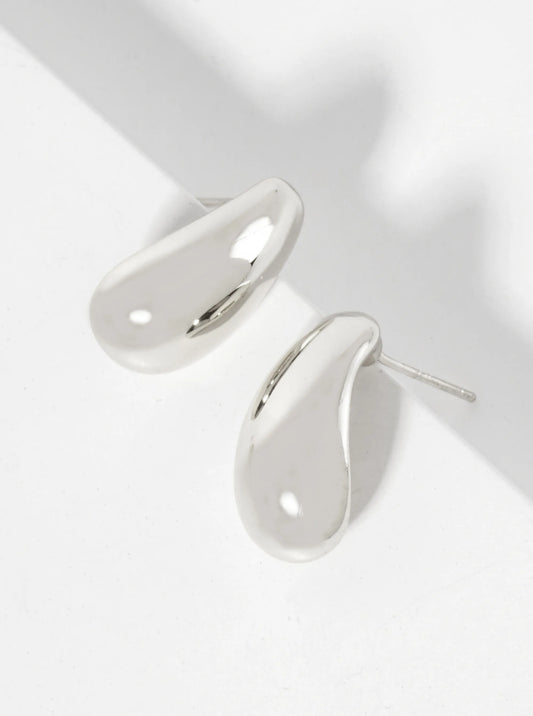 Polished Brass 18mm Teardrop-Shaped 18K-Gold-Dipped Stud Earrings