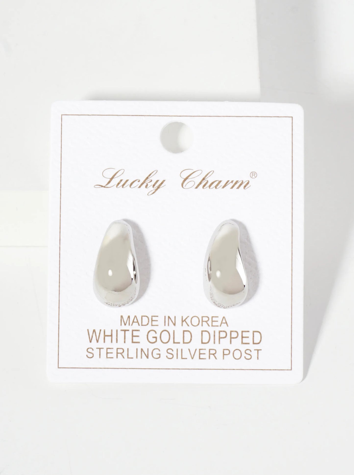 Polished Brass 18mm Teardrop-Shaped 18K-Gold-Dipped Stud Earrings