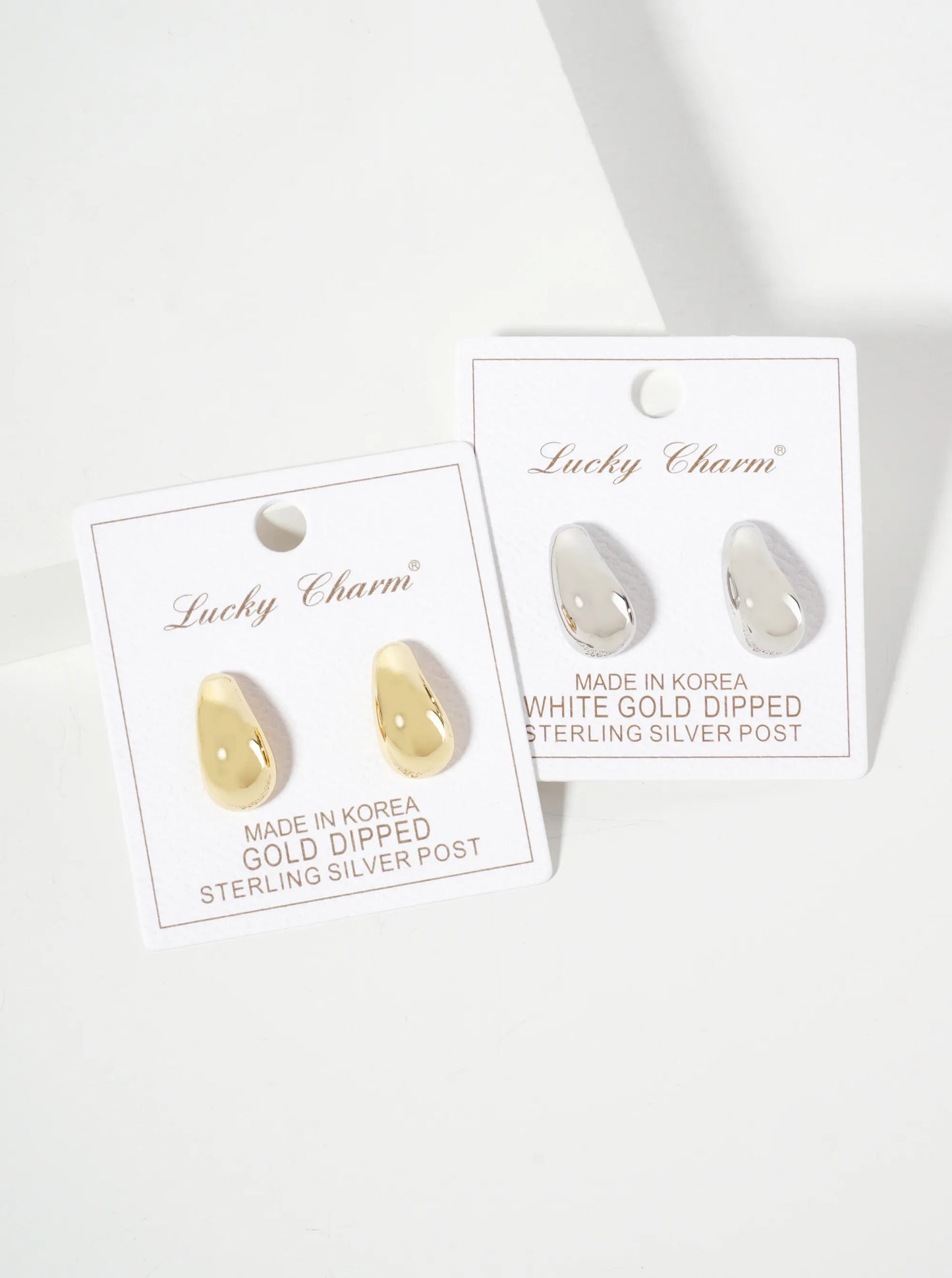 Polished Brass 18mm Teardrop-Shaped 18K-Gold-Dipped Stud Earrings