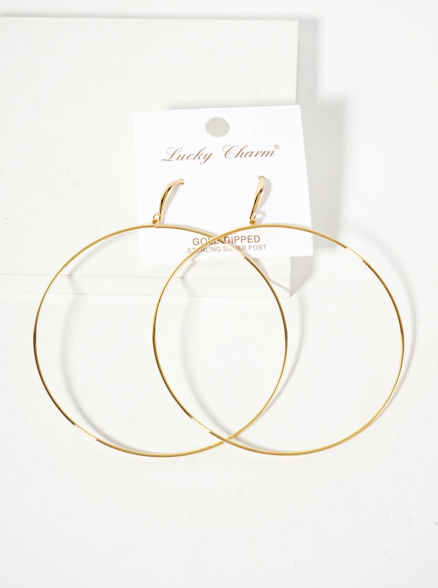 Polished Brass 2-and-three-quarters-inch Delicate Circle Drop 18K-Gold-Dipped Fish-Hook Earrings