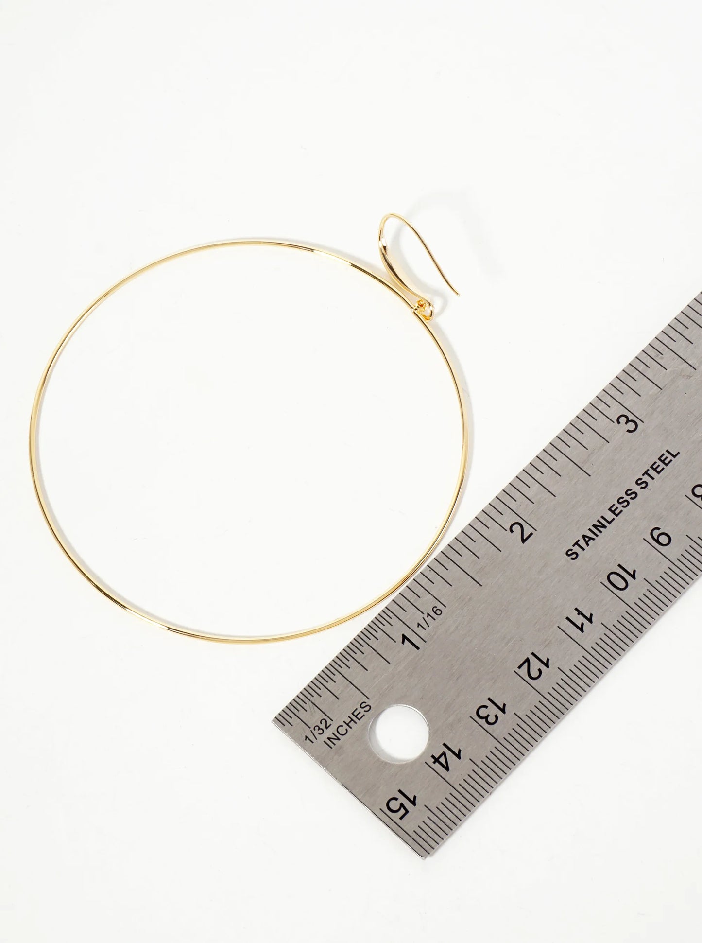 Polished Brass 2-and-three-quarters-inch Delicate Circle Drop 18K-Gold-Dipped Fish-Hook Earrings