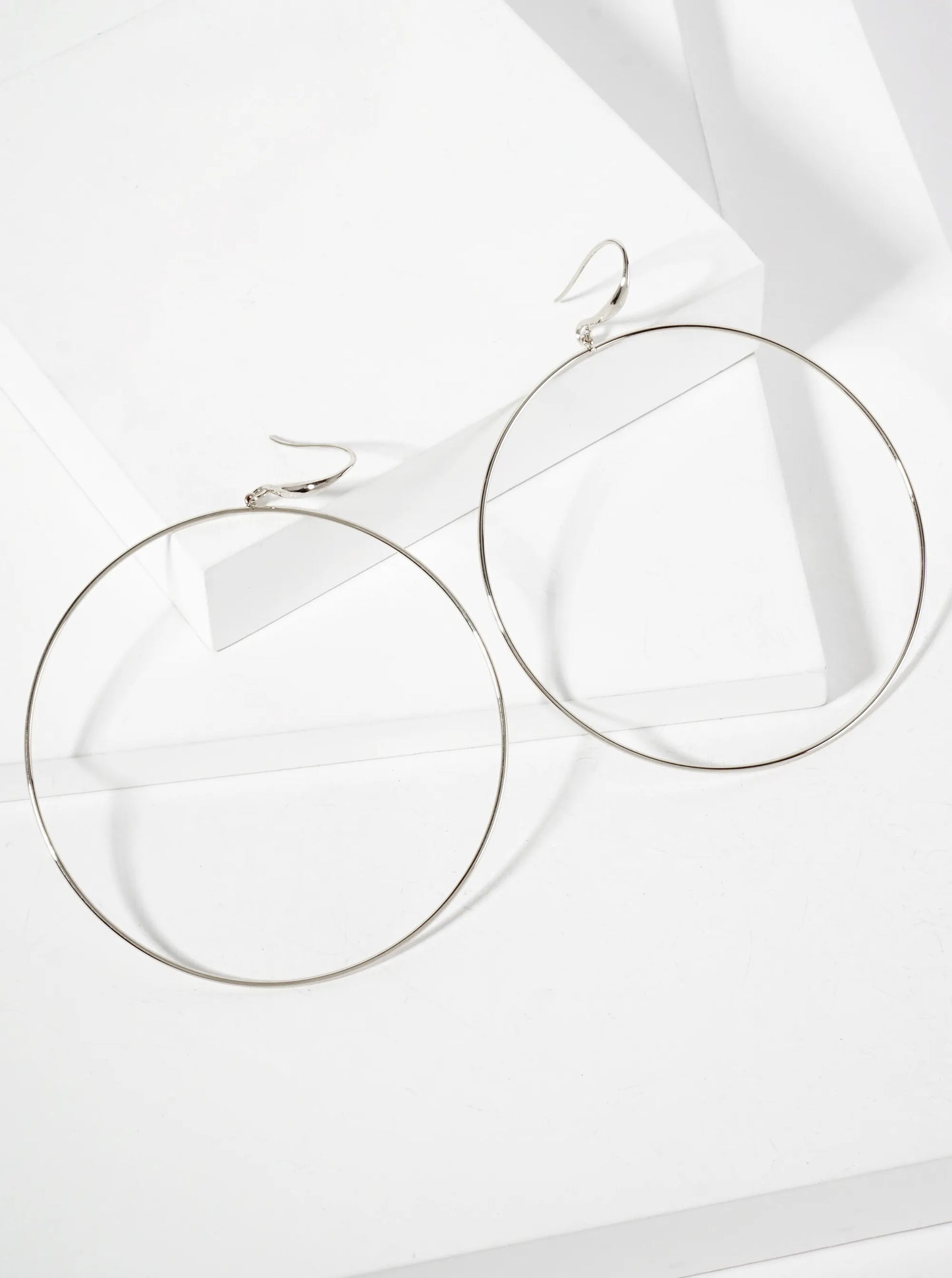 Polished Brass 2-and-three-quarters-inch Delicate Circle Drop 18K-Gold-Dipped Fish-Hook Earrings