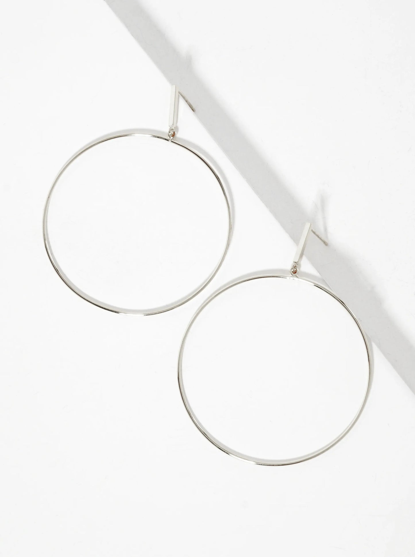 Polished Brass 2-inch Delicate Circle Drop 18K-Gold-Dipped Earrings