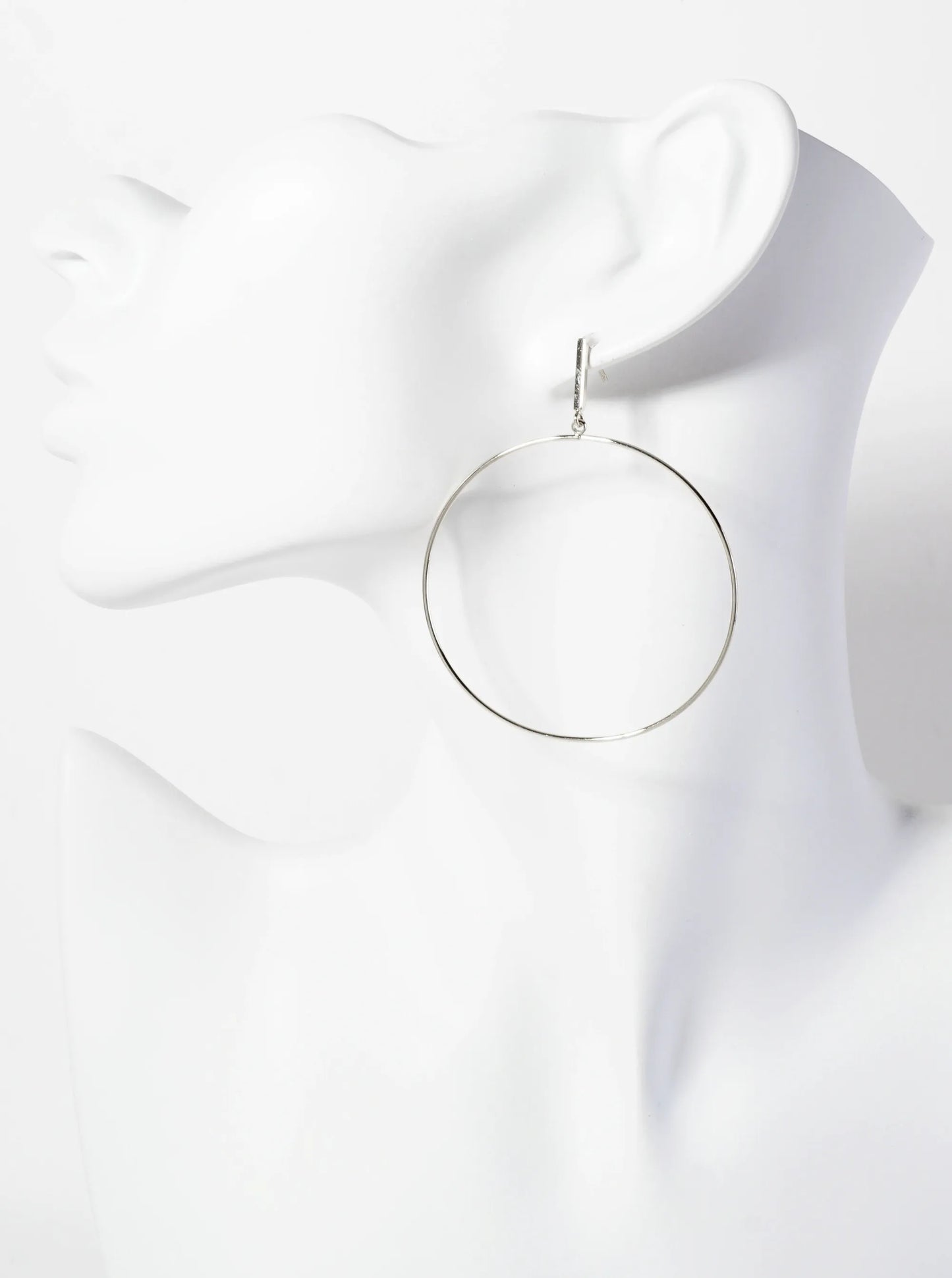 Polished Brass 2-inch Delicate Circle Drop 18K-Gold-Dipped Earrings