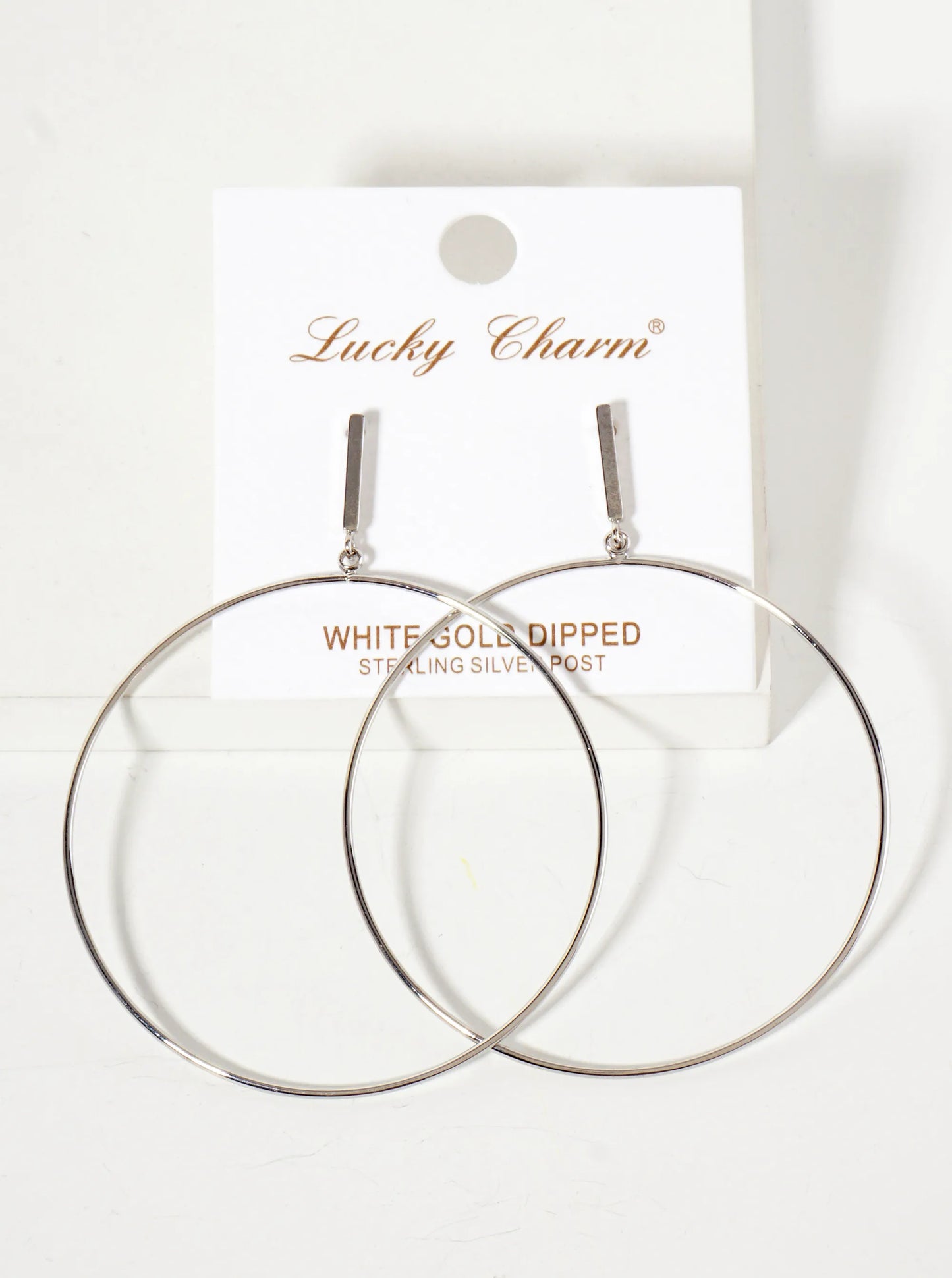 Polished Brass 2-inch Delicate Circle Drop 18K-Gold-Dipped Earrings