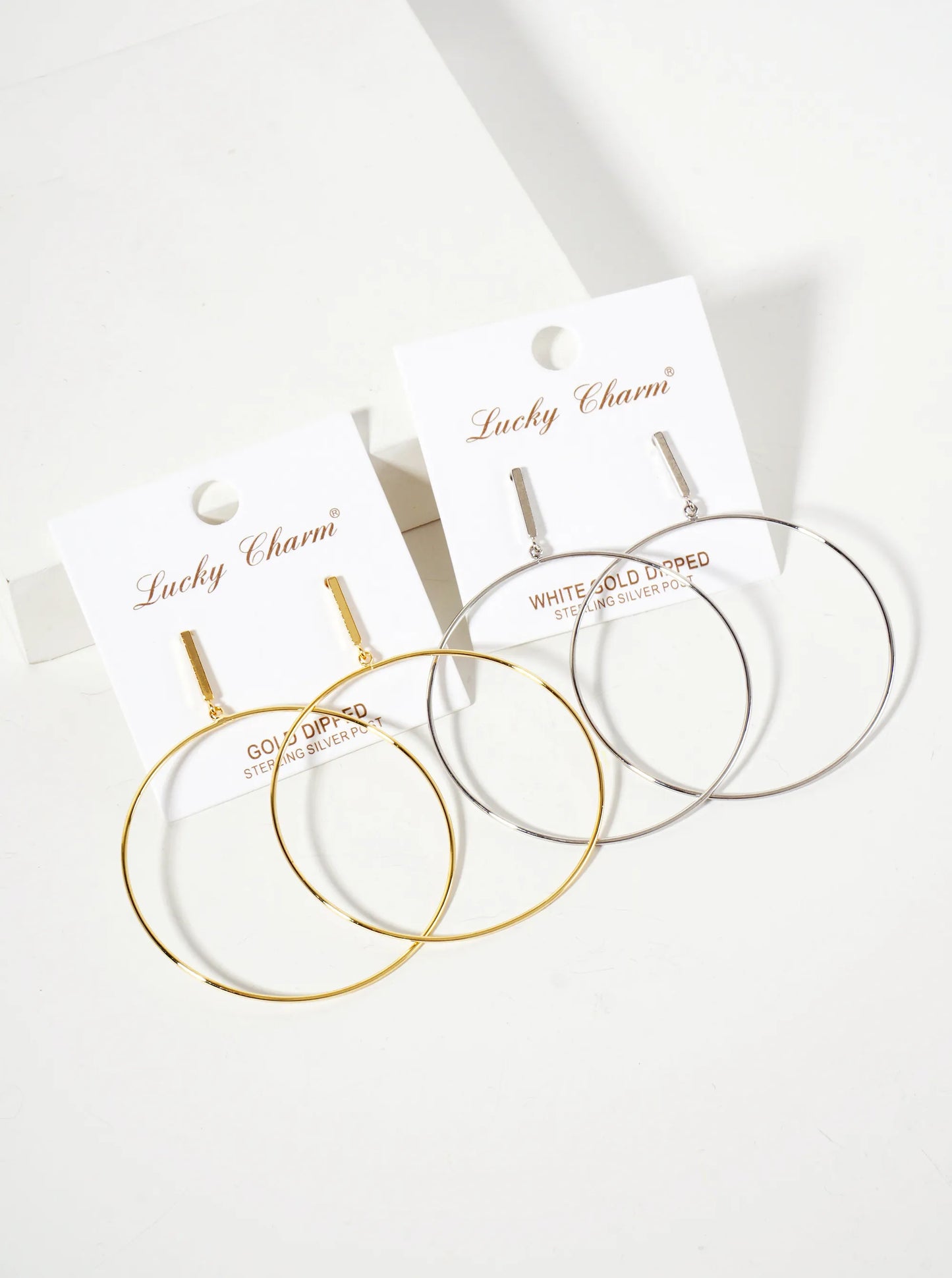 Polished Brass 2-inch Delicate Circle Drop 18K-Gold-Dipped Earrings