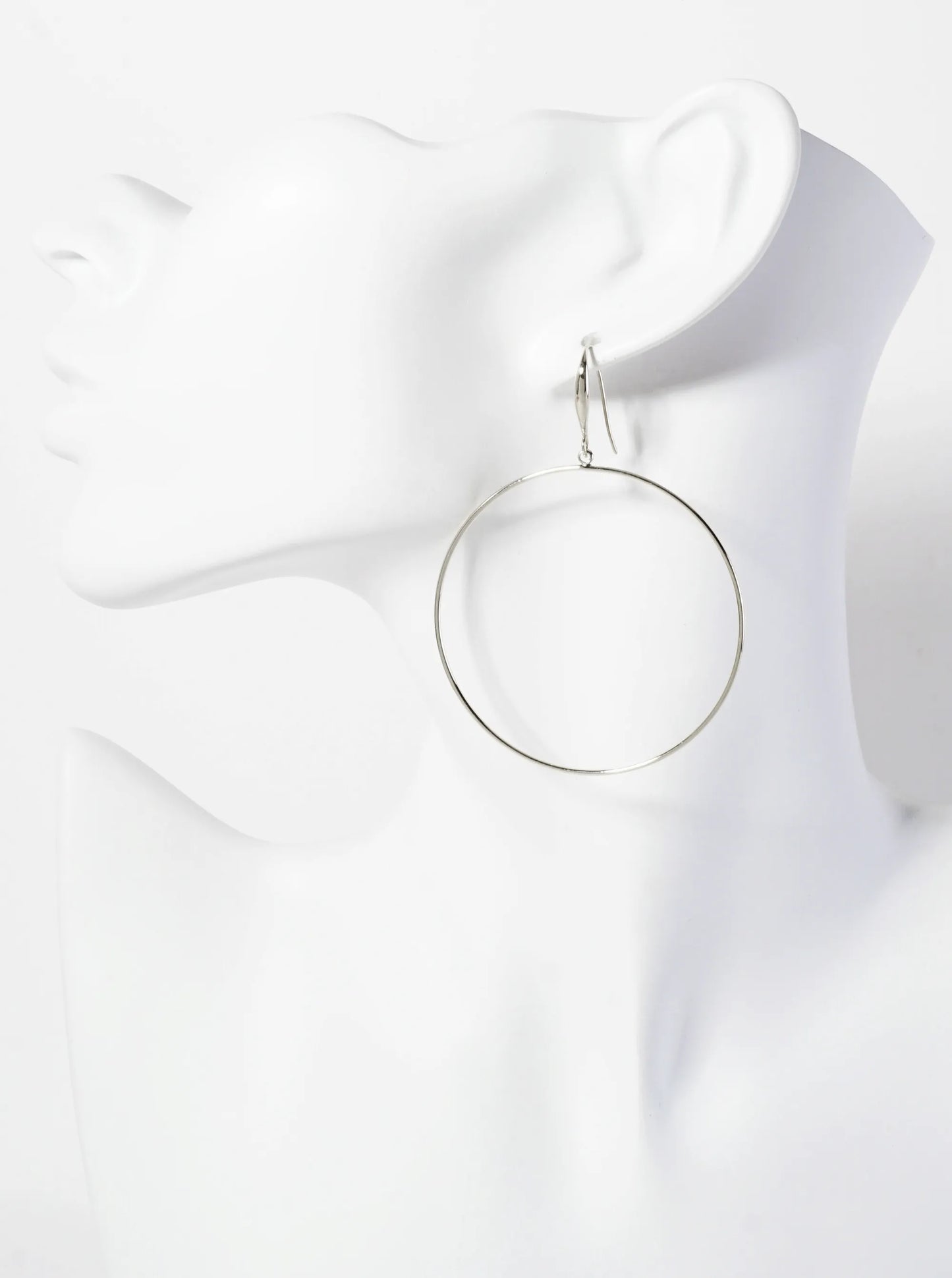 Polished Brass 2-inch Delicate Circle Drop 18K-Gold-Dipped Fish-Hook Earrings
