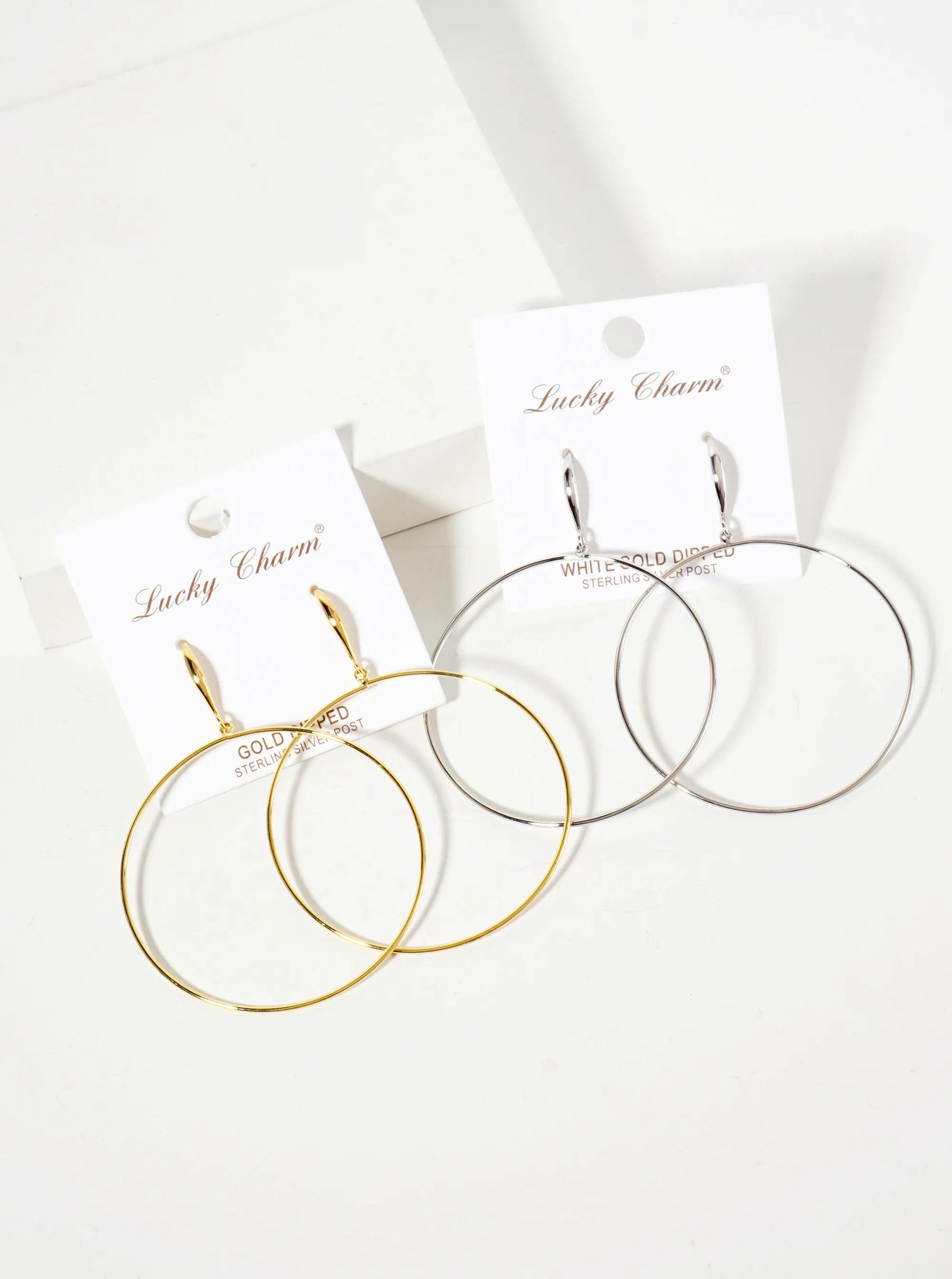 Polished Brass 2-inch Delicate Circle Drop 18K-Gold-Dipped Fish-Hook Earrings