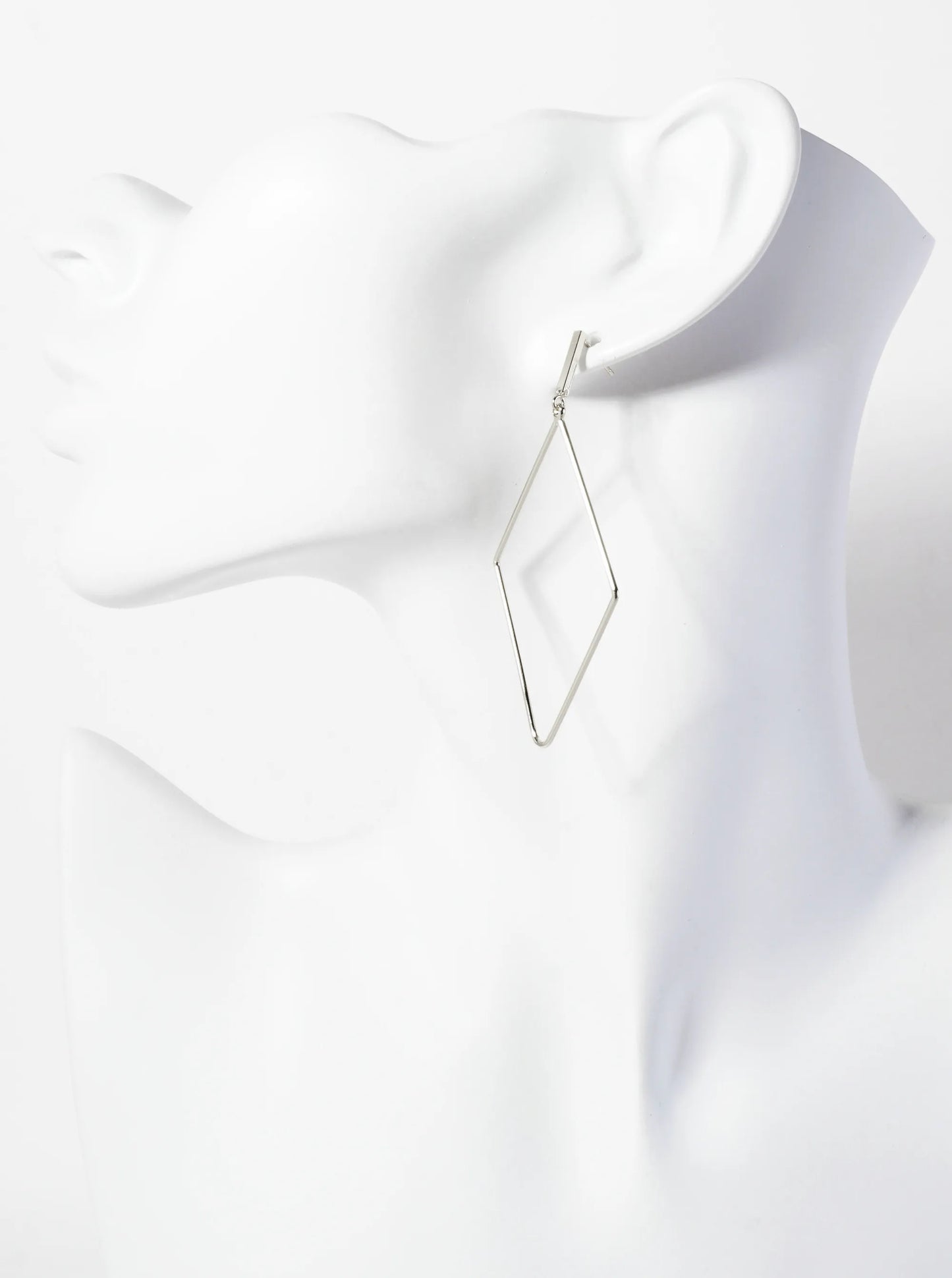 Polished Brass 2-inch Delicate Diamond Drop 18K-Gold-Dipped Earrings